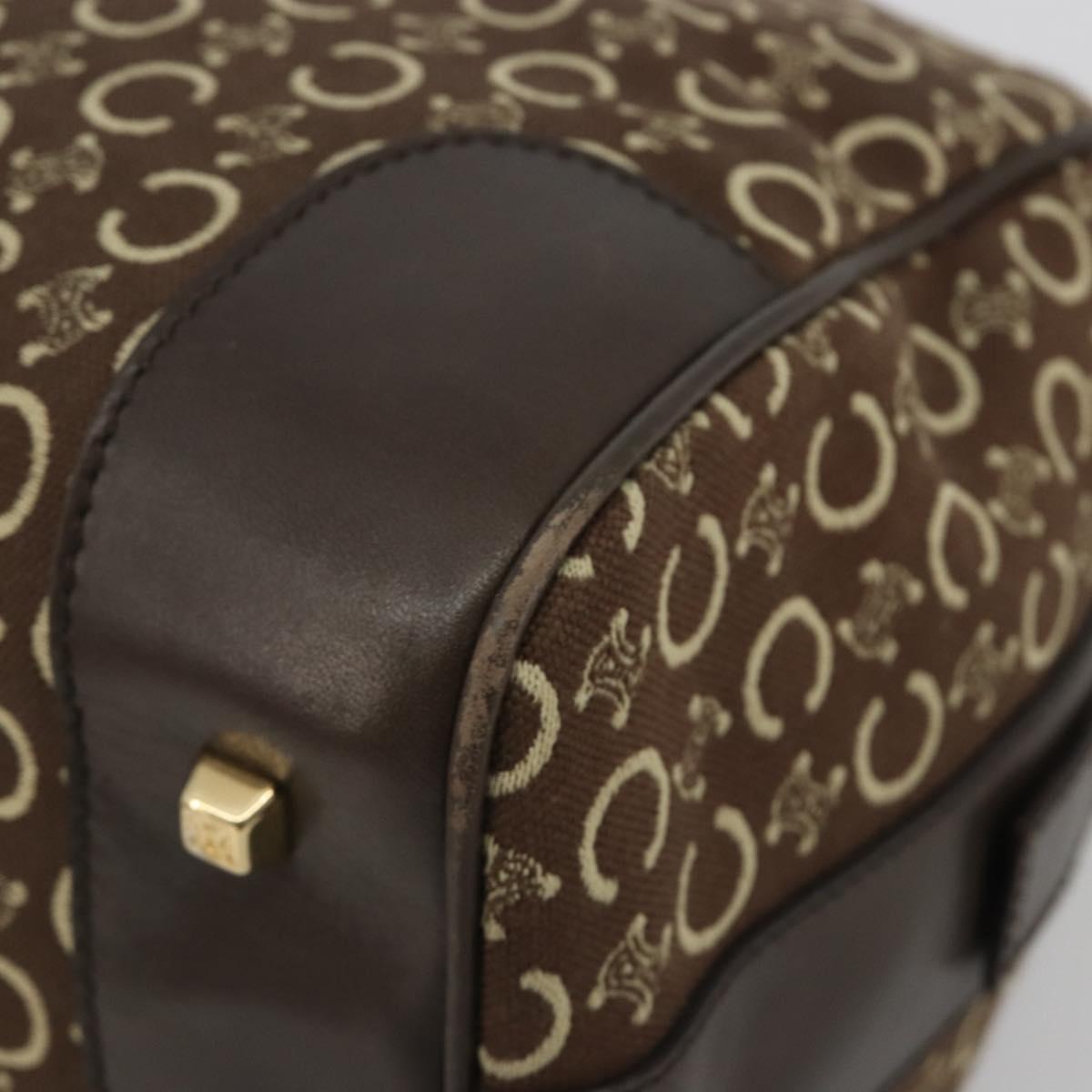 CELINE C Macadam Canvas Boston Bag Brown Gold Auth gh2216A image 9
