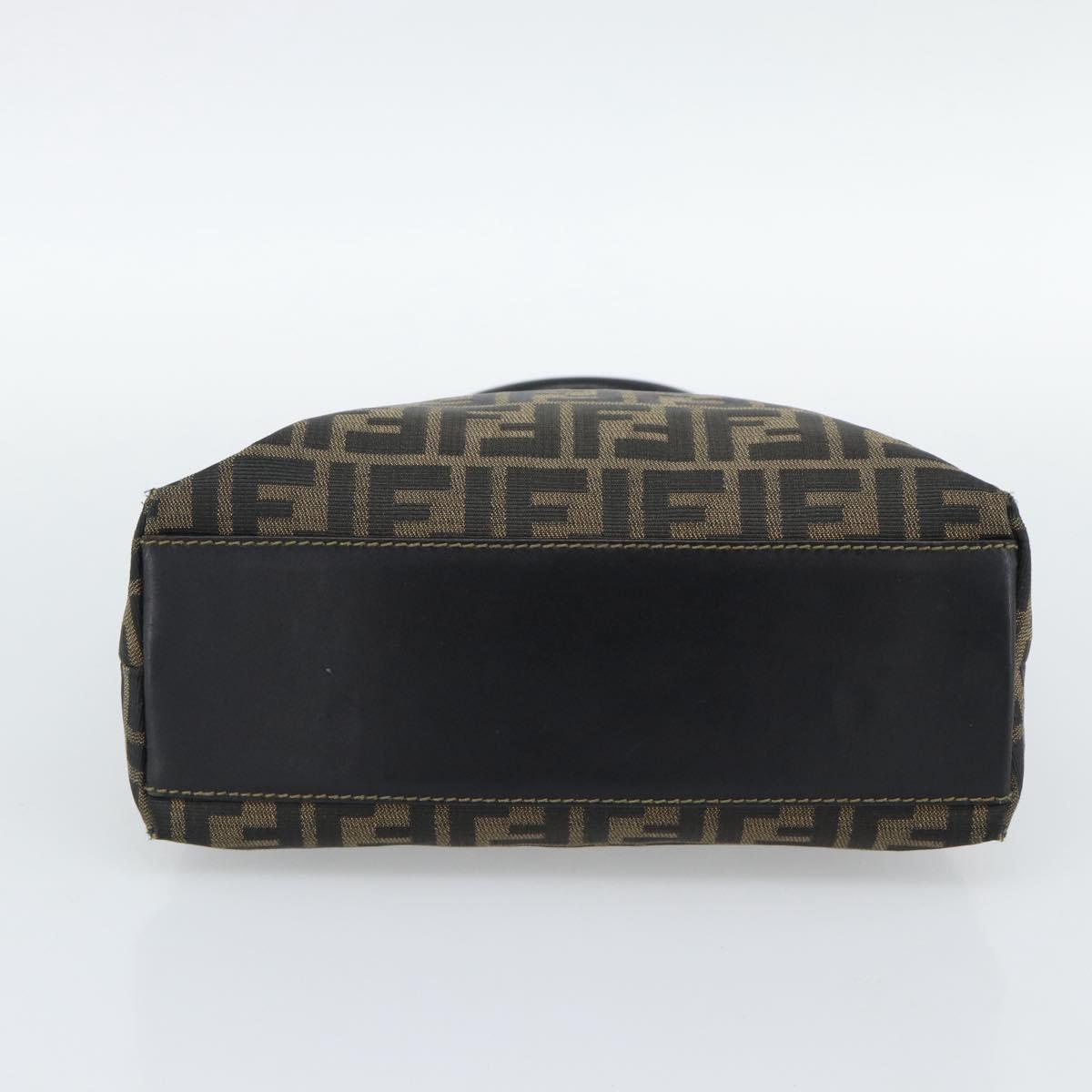 FENDI Zucca Canvas Hand Bag Black Brown Auth mr2746 image 5