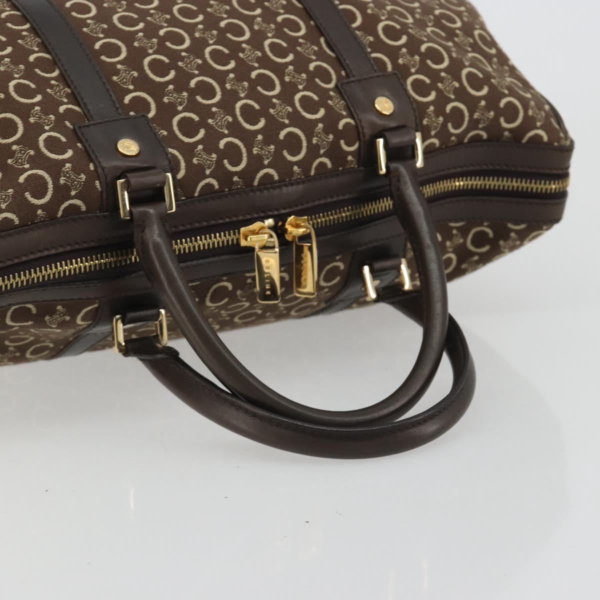 CELINE C Macadam Canvas Boston Bag Brown Gold Auth gh2216A image 7