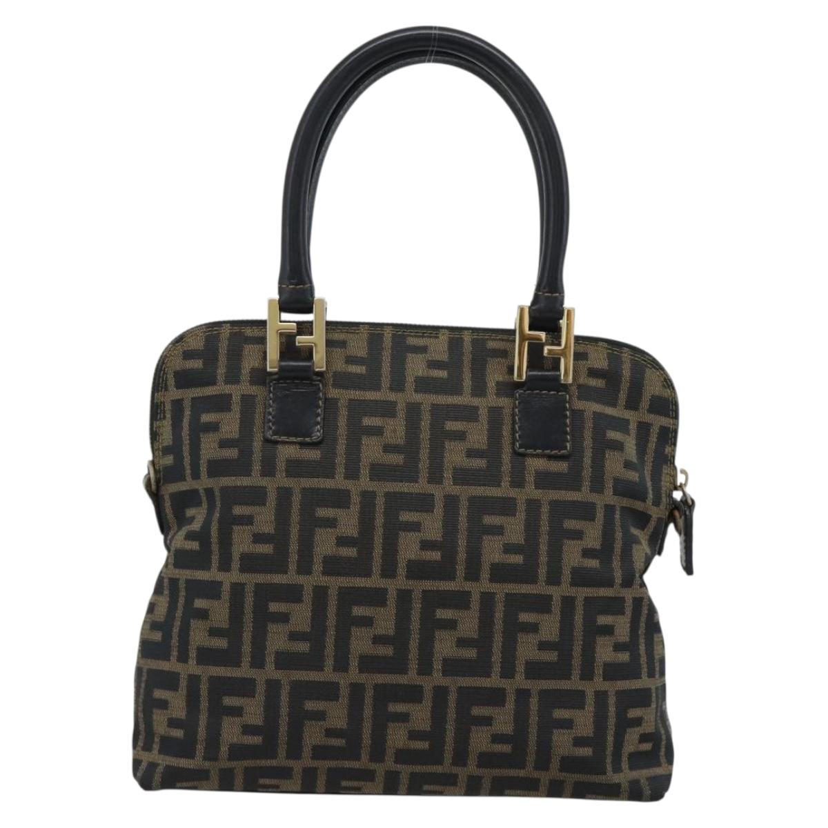 FENDI Zucca Canvas Hand Bag Black Brown Auth mr2746 image 2