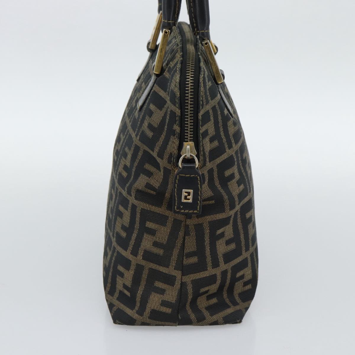 FENDI Zucca Canvas Hand Bag Black Brown Auth mr2746 image 3