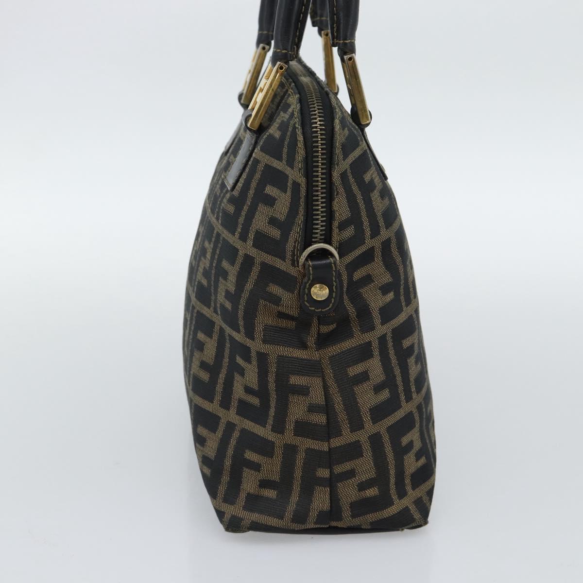 FENDI Zucca Canvas Hand Bag Black Brown Auth mr2746 image 4