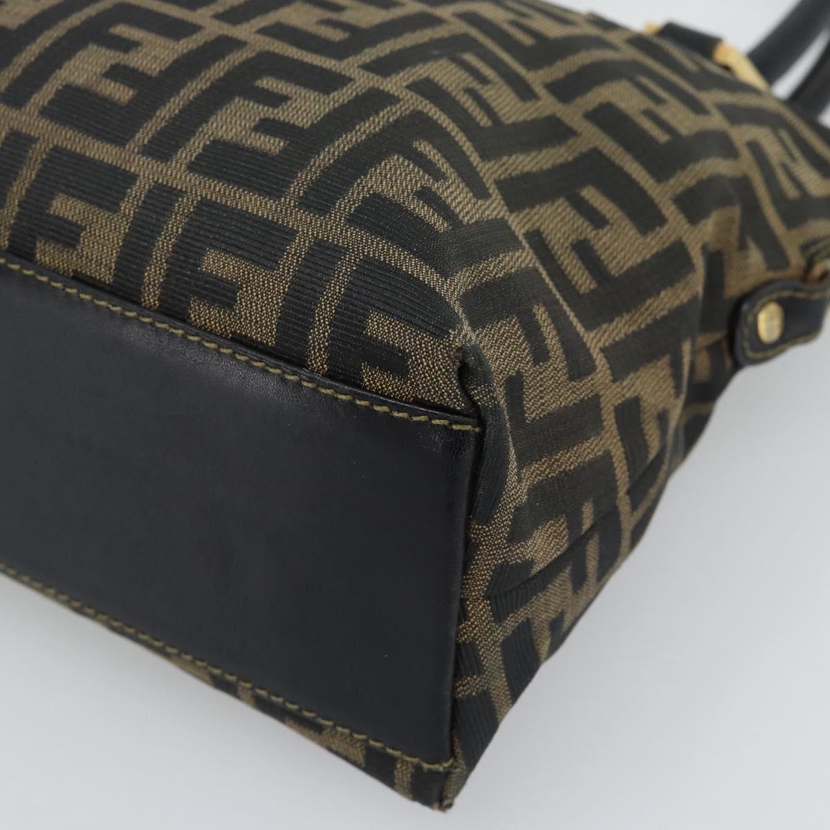FENDI Zucca Canvas Hand Bag Black Brown Auth mr2746 image 9