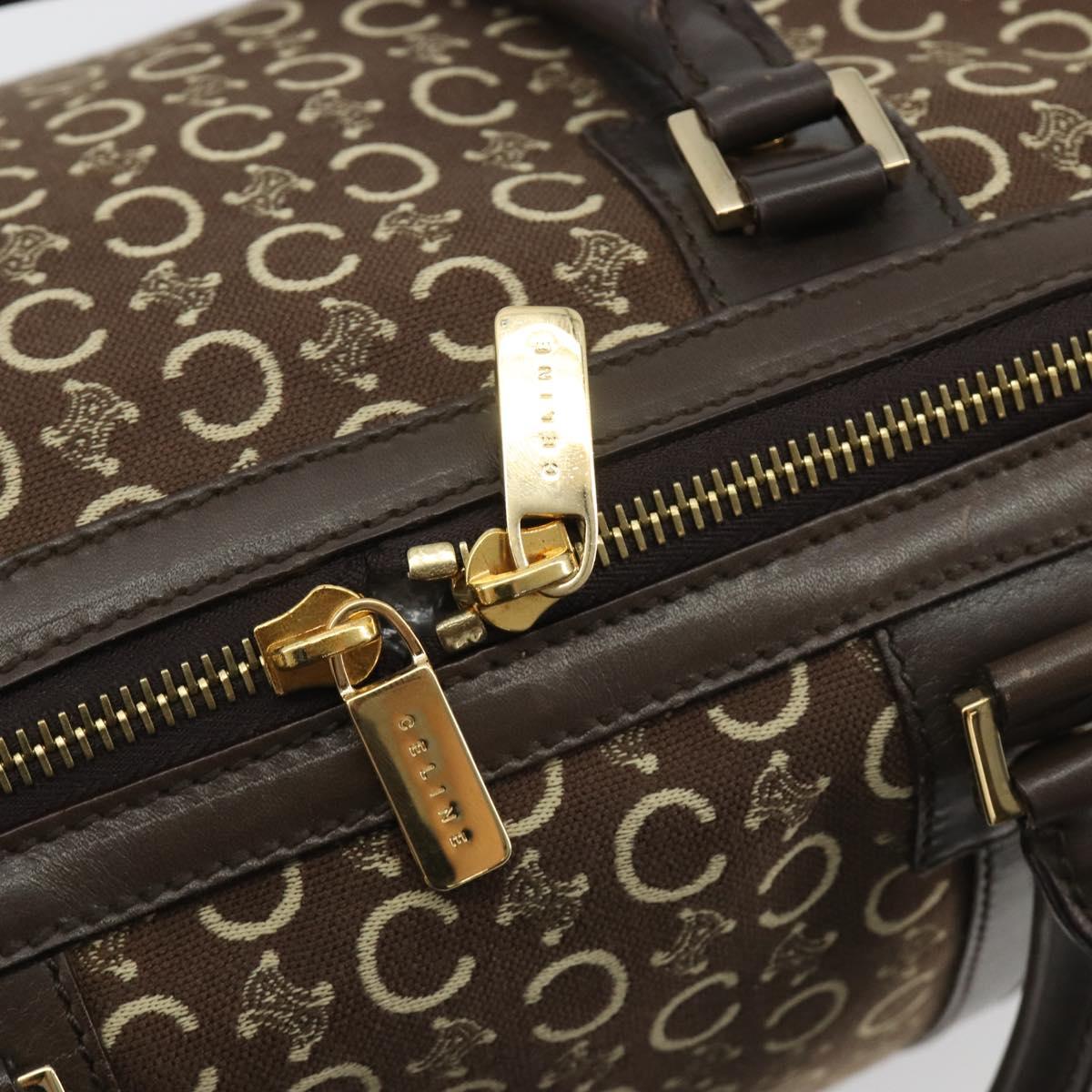 CELINE C Macadam Canvas Boston Bag Brown Gold Auth gh2216A image 10