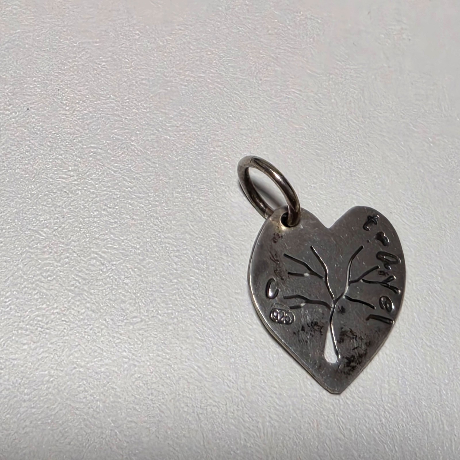 925 Silver Heart Tree of Life Charm Pendant .b5