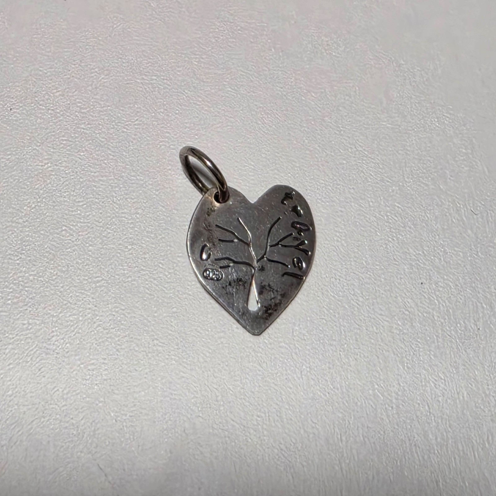 925 Silver Heart Tree of Life Charm Pendant .b5 image 2