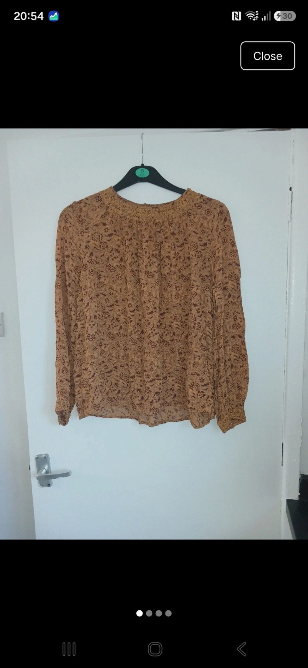 Next Women's Brown Floral Embroidered Blouse UK 10