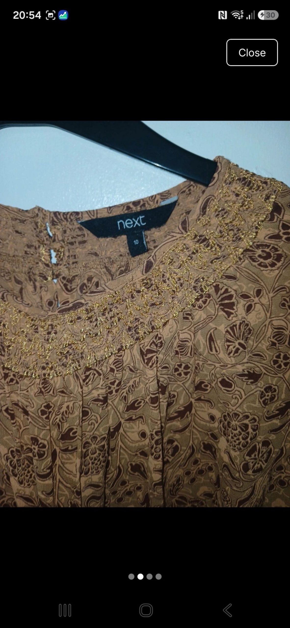 Next Women's Brown Floral Embroidered Blouse UK 10 image 2