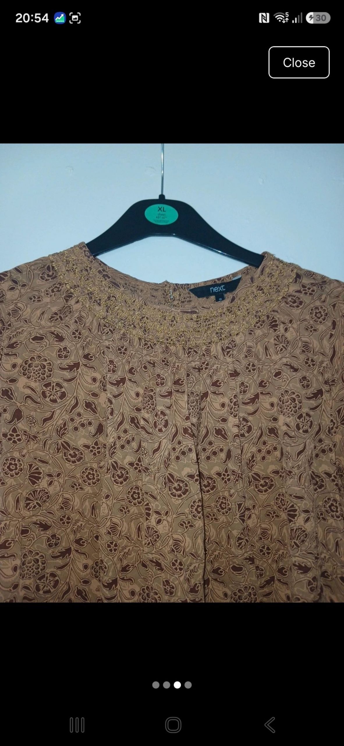 Next Women's Brown Floral Embroidered Blouse UK 10 image 3