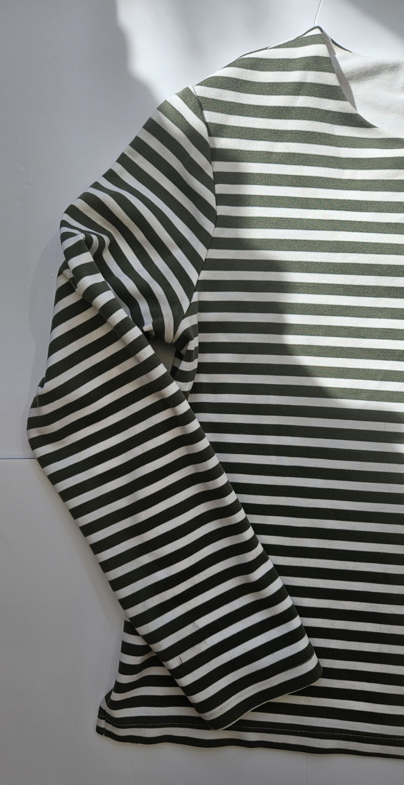 H&M Basic Women's Khaki & White Striped Long Sleeve Top Medium image 2