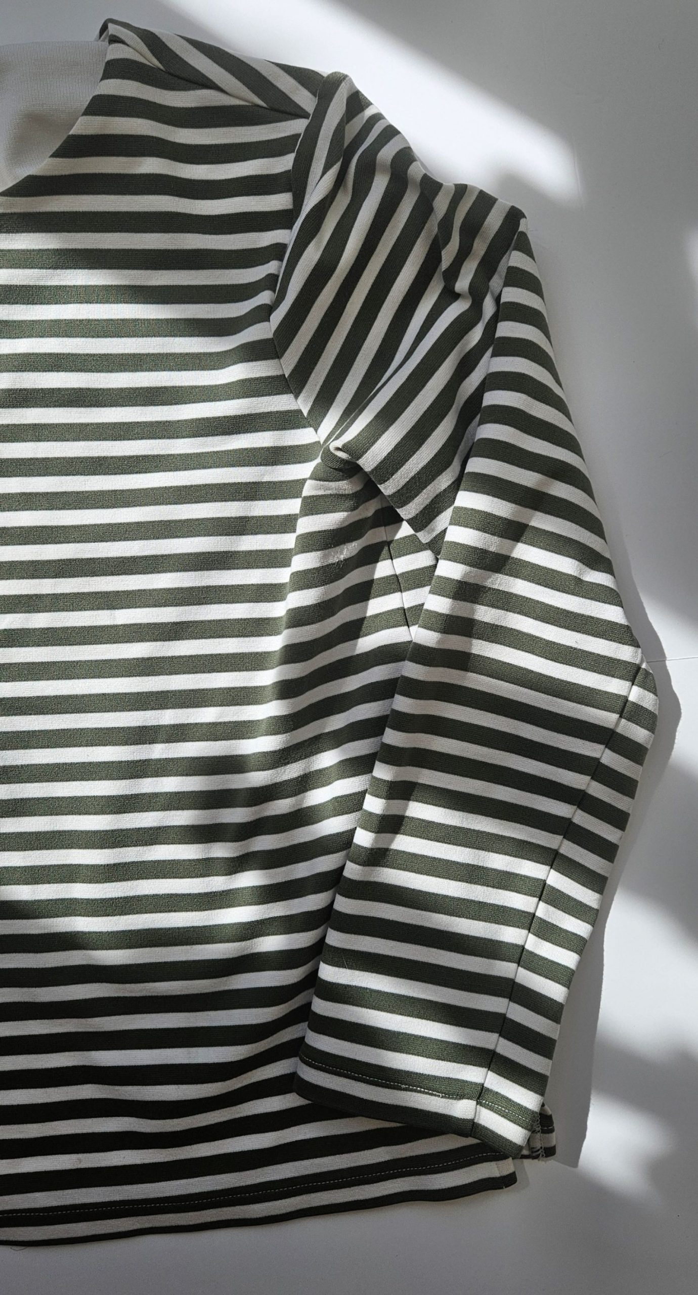 H&M Basic Women's Khaki & White Striped Long Sleeve Top Medium image 3