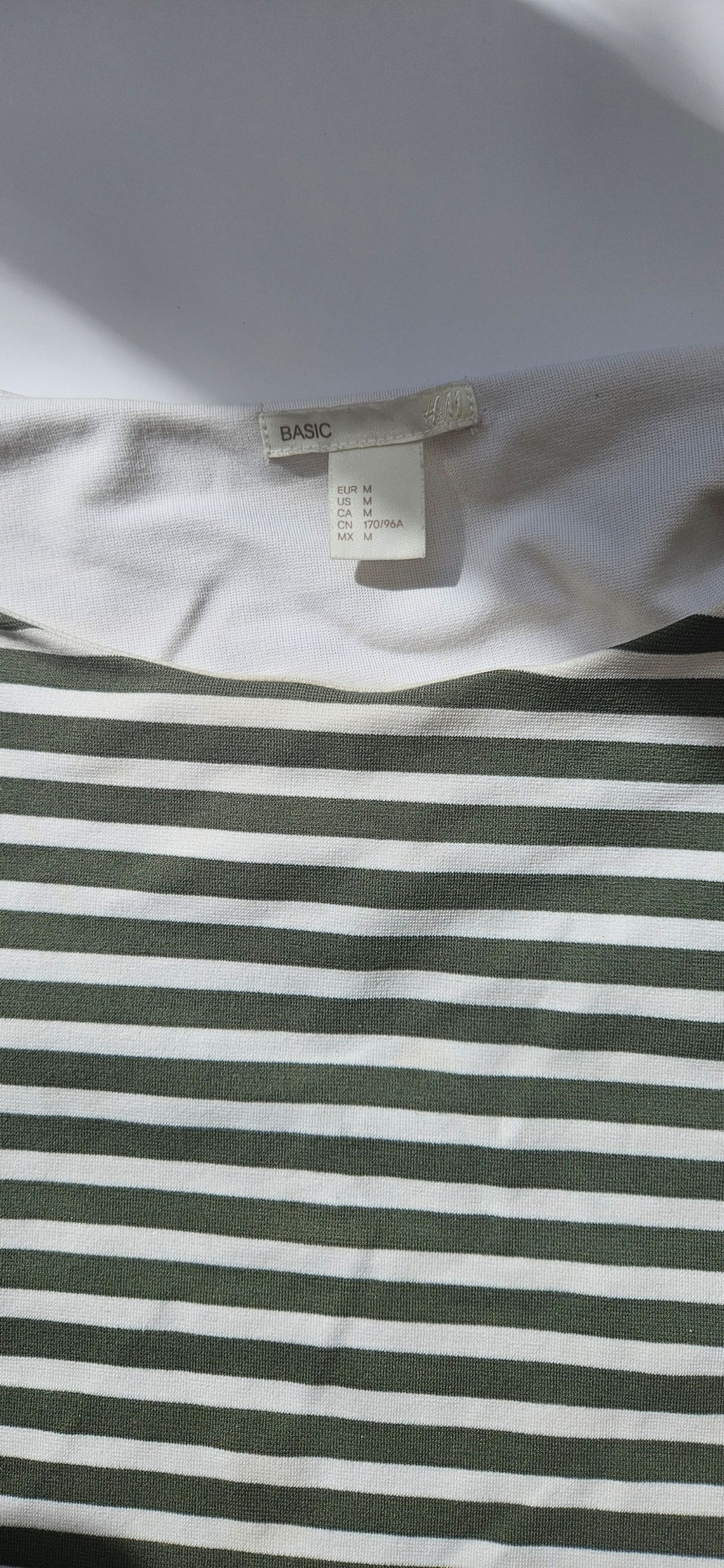 H&M Basic Women's Khaki & White Striped Long Sleeve Top Medium image 4