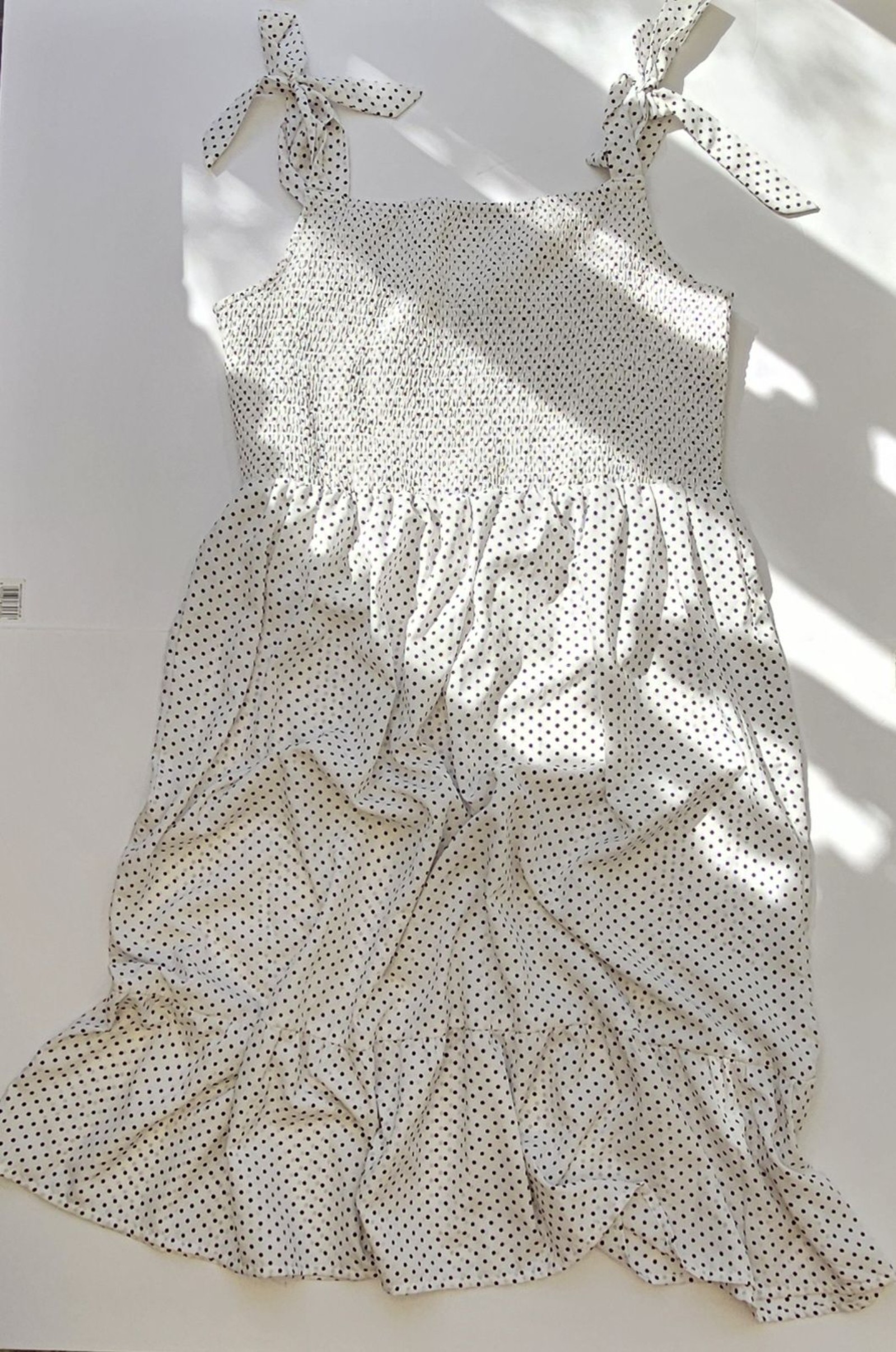 Ooh OC Women's White & Black Polka Dot Tie Strap Midi Dress UK 16