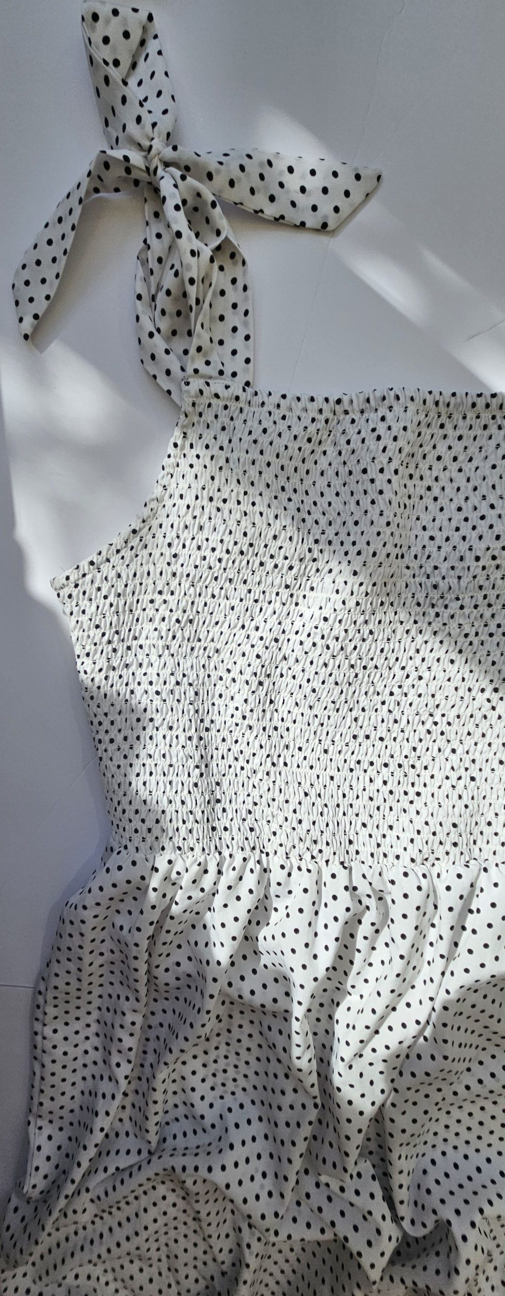 Ooh OC Women's White & Black Polka Dot Tie Strap Midi Dress UK 16 image 2