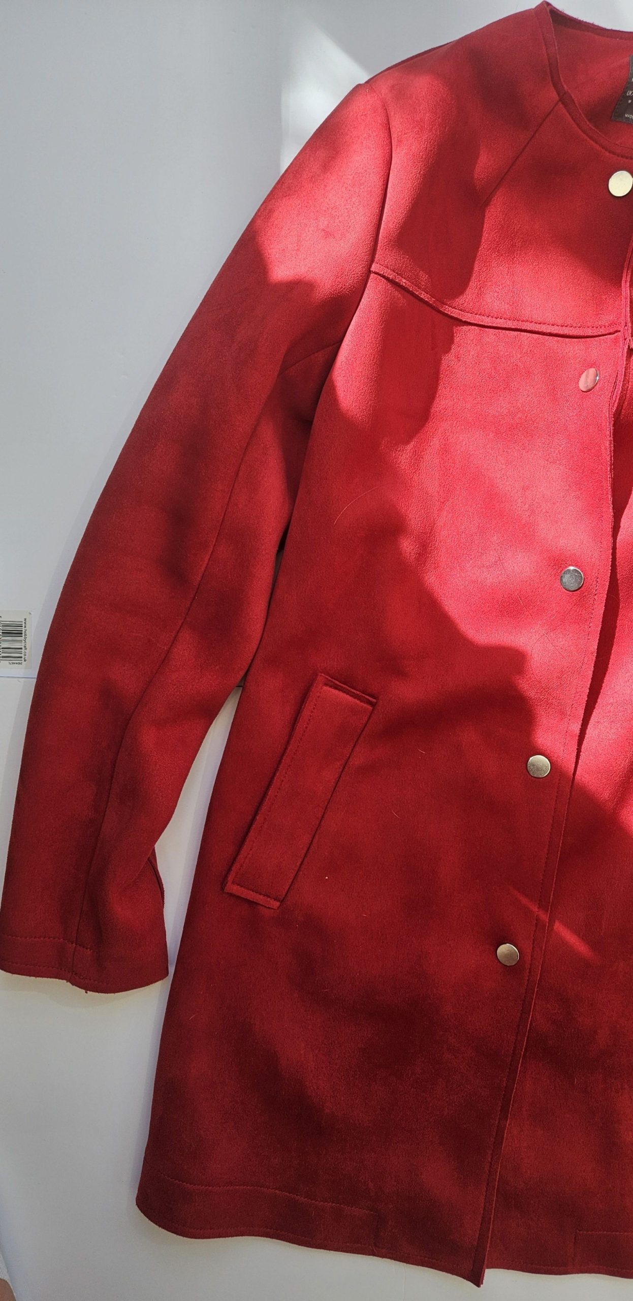 Primark Women's Red Faux Suede Coat UK 10 image 2