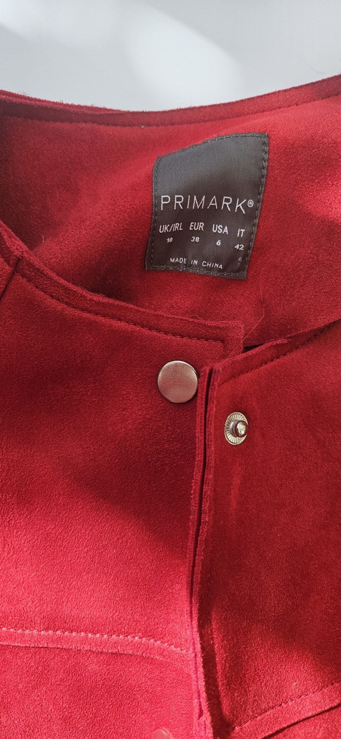 Primark Women's Red Faux Suede Coat UK 10 image 3