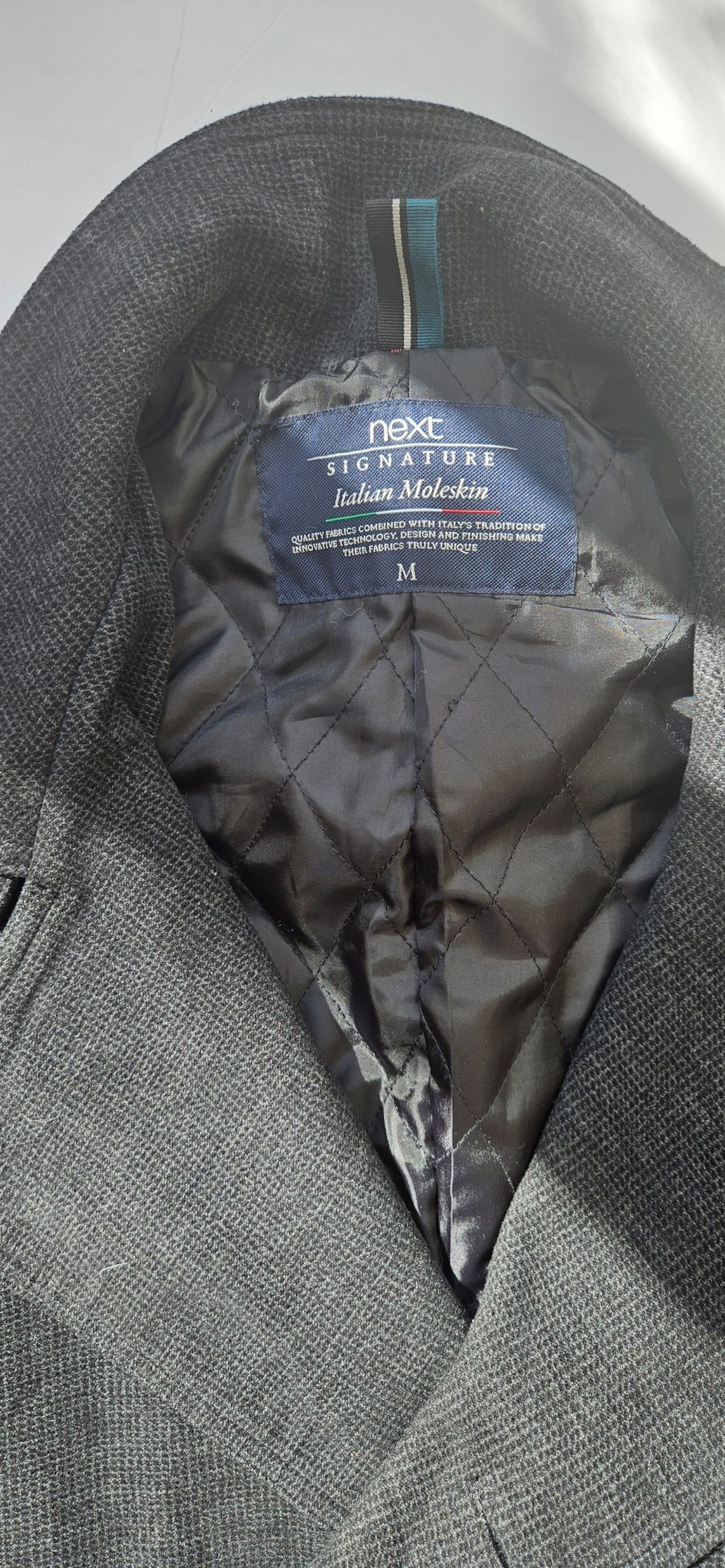 Next Men's Charcoal Italian Moleskin Wool Blend Pea Coat Medium image 3