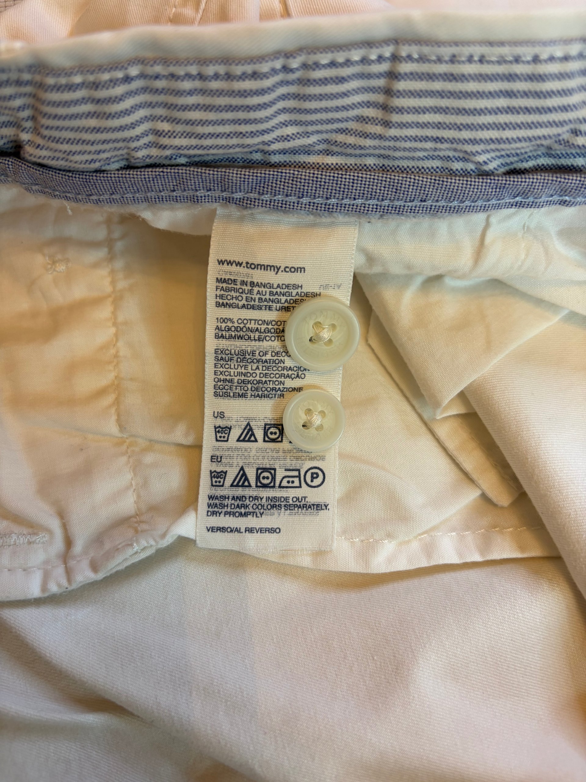 Tommy Hilfiger Men's Cream Classic Fit Cotton Chino Trousers 44 Waist image 5