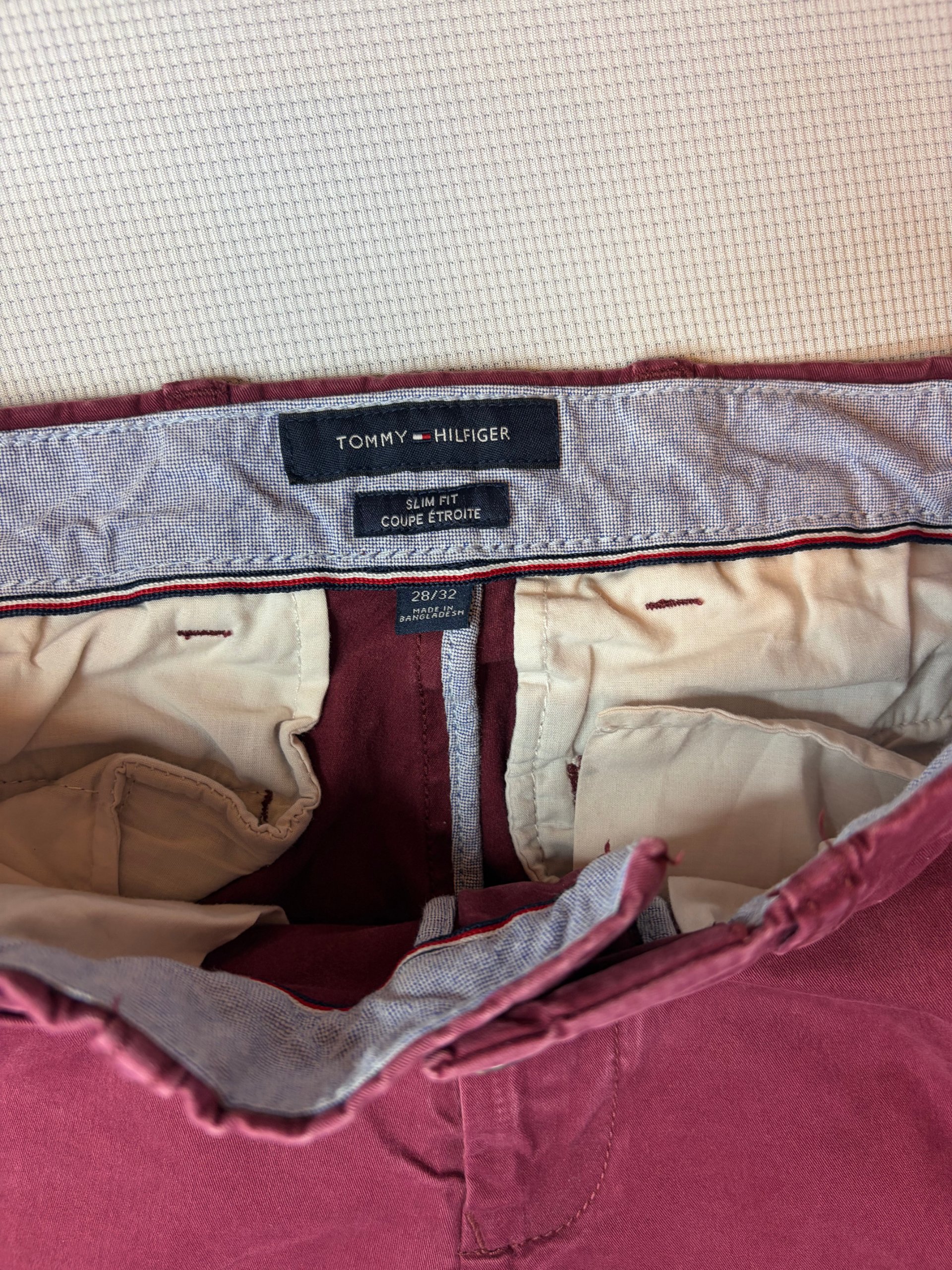 Tommy Hilfiger Men's Burgundy Slim Fit Chinos 28 Waist image 4