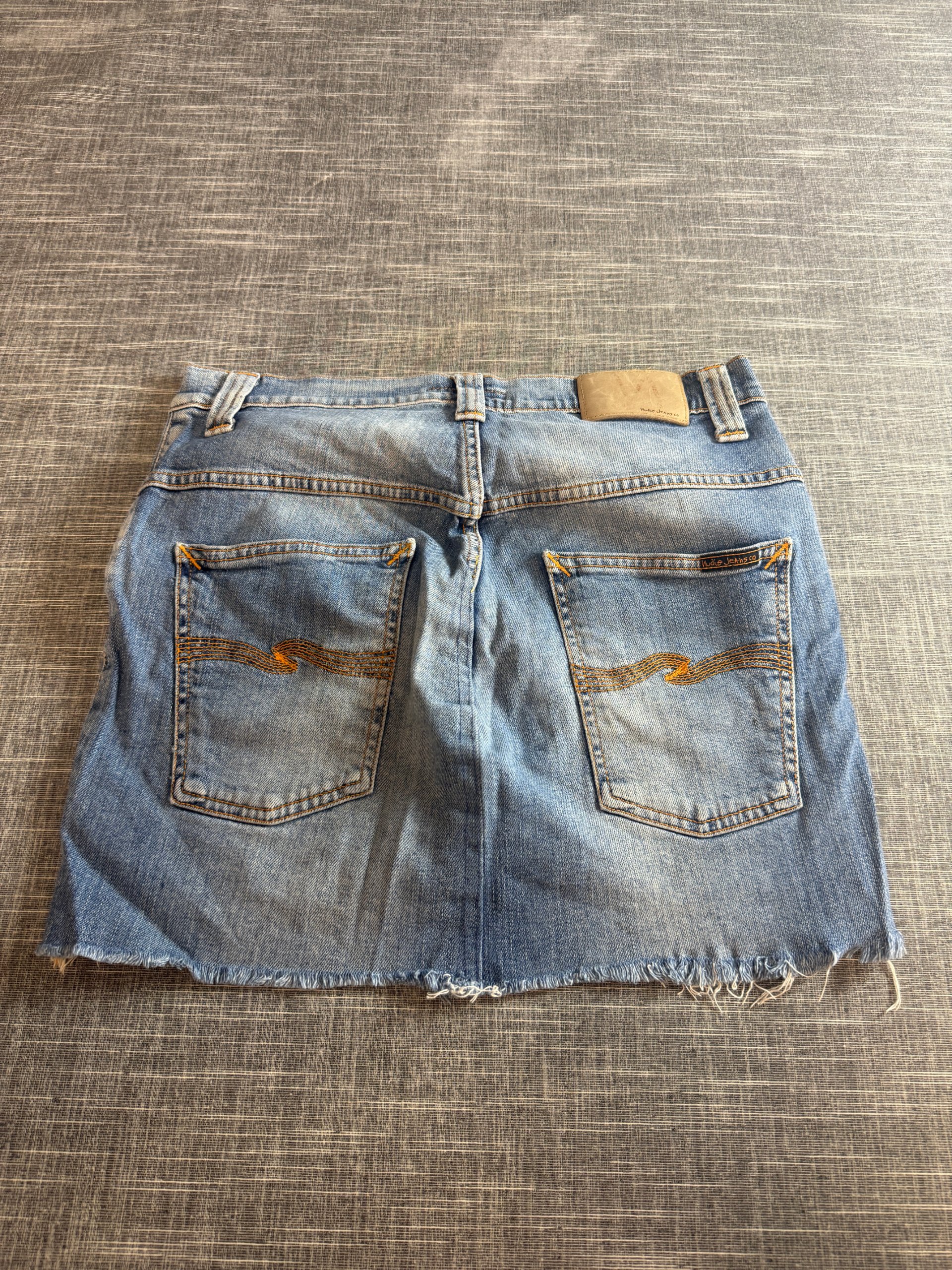 Nudie Jeans Women’s Denim Mini Skirt Light Blue Frayed Hem image 4