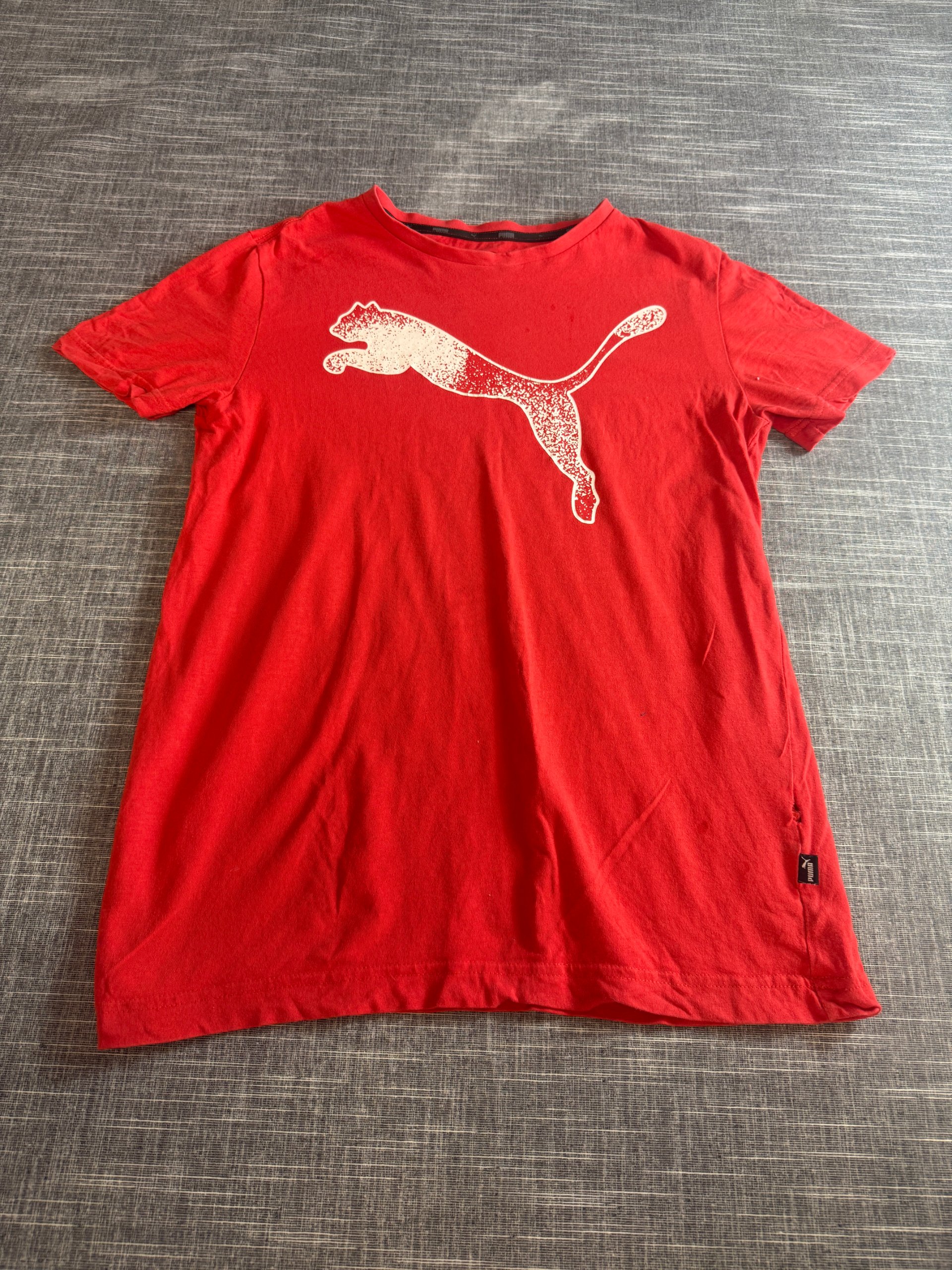 Puma Men’s Red Logo Print T-Shirt XL Cotton Casual