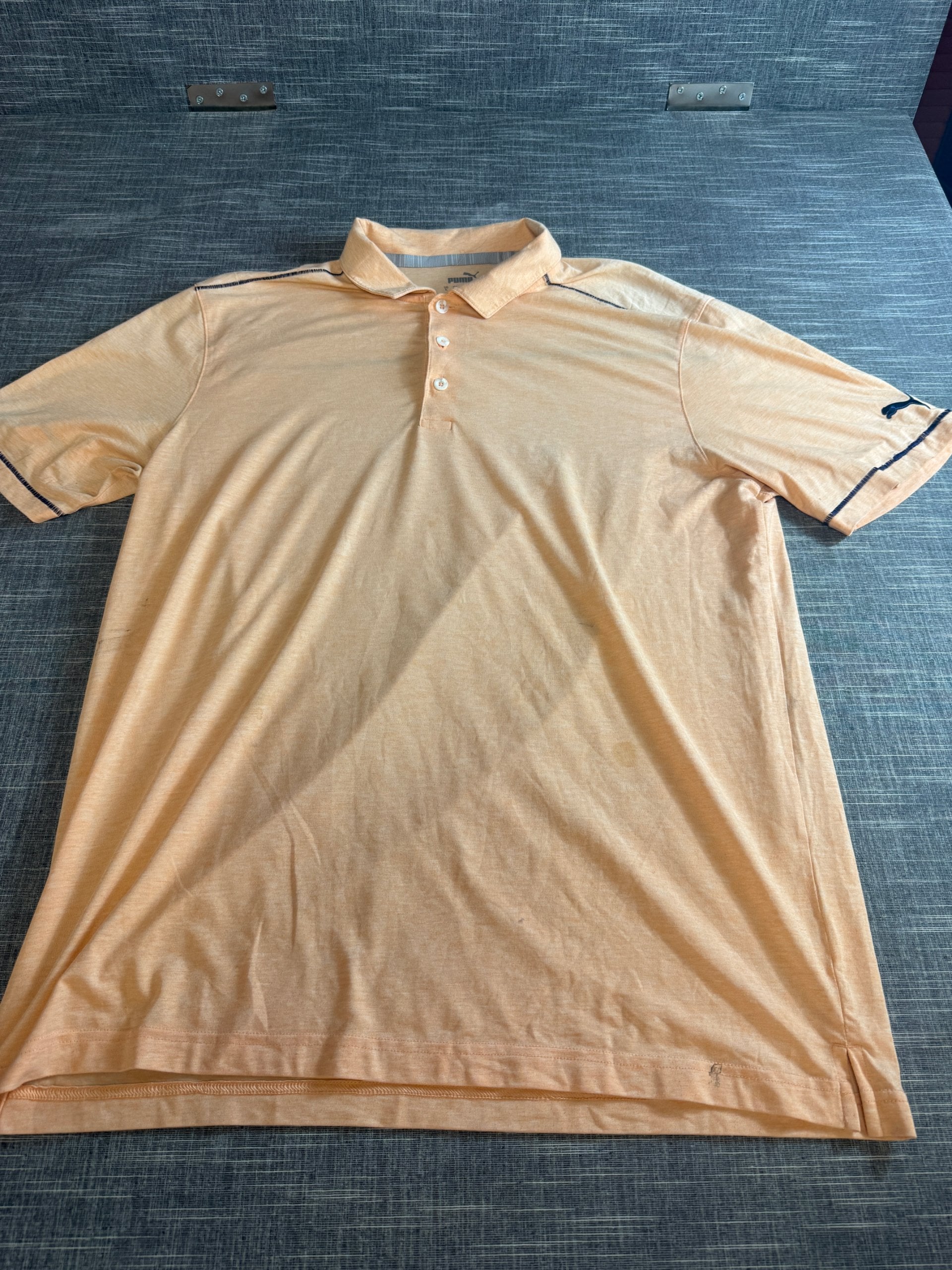 Puma Men’s Polo Shirt XL Peach Short Sleeve Embroidered Logo