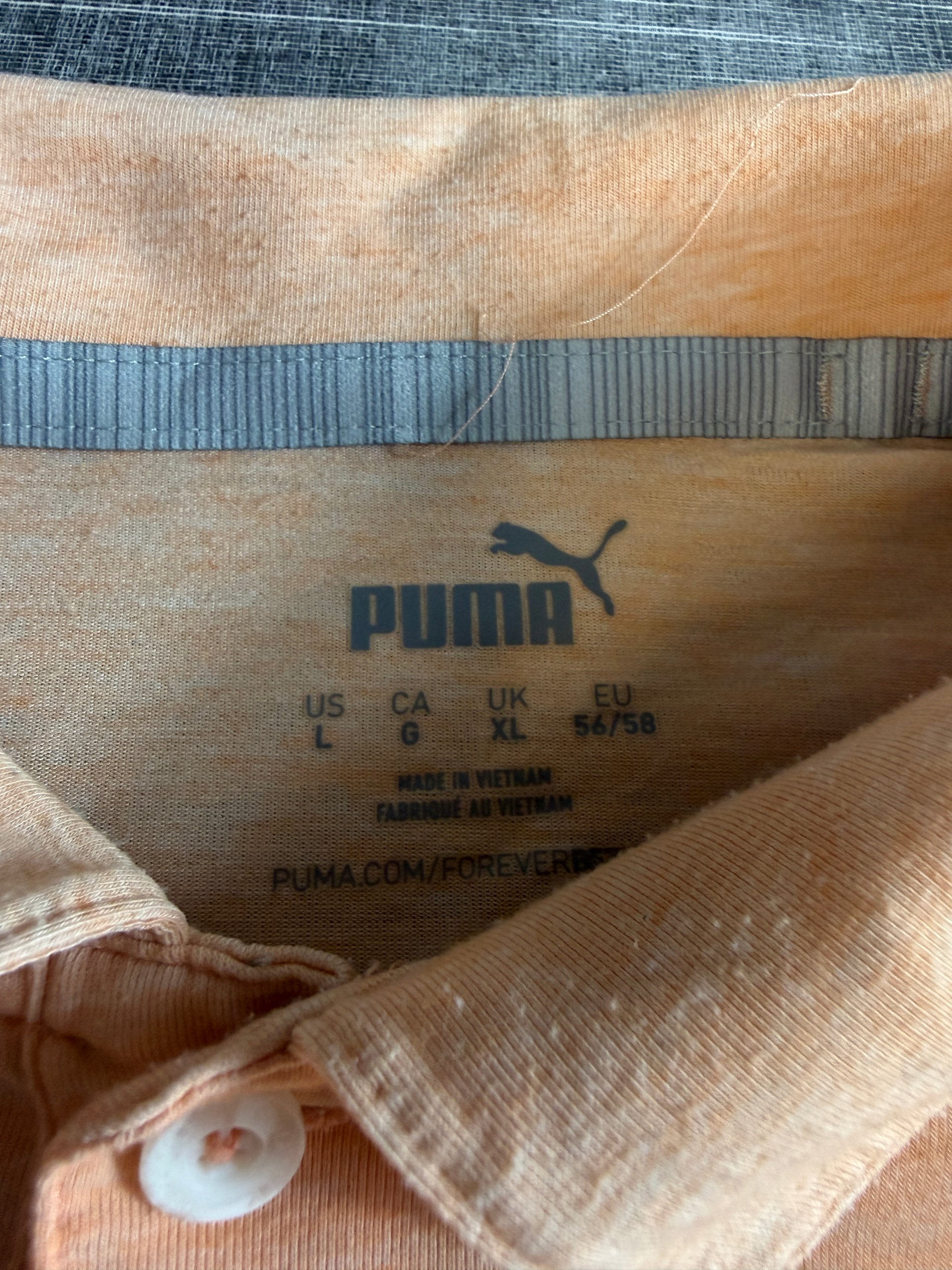 Puma Men’s Polo Shirt XL Peach Short Sleeve Embroidered Logo image 3