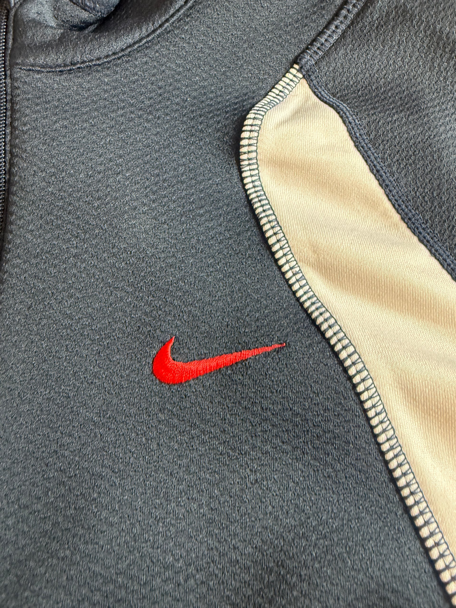 Nike Men’s Fit Dry Half Zip Top Medium Navy White Red Swoosh image 3