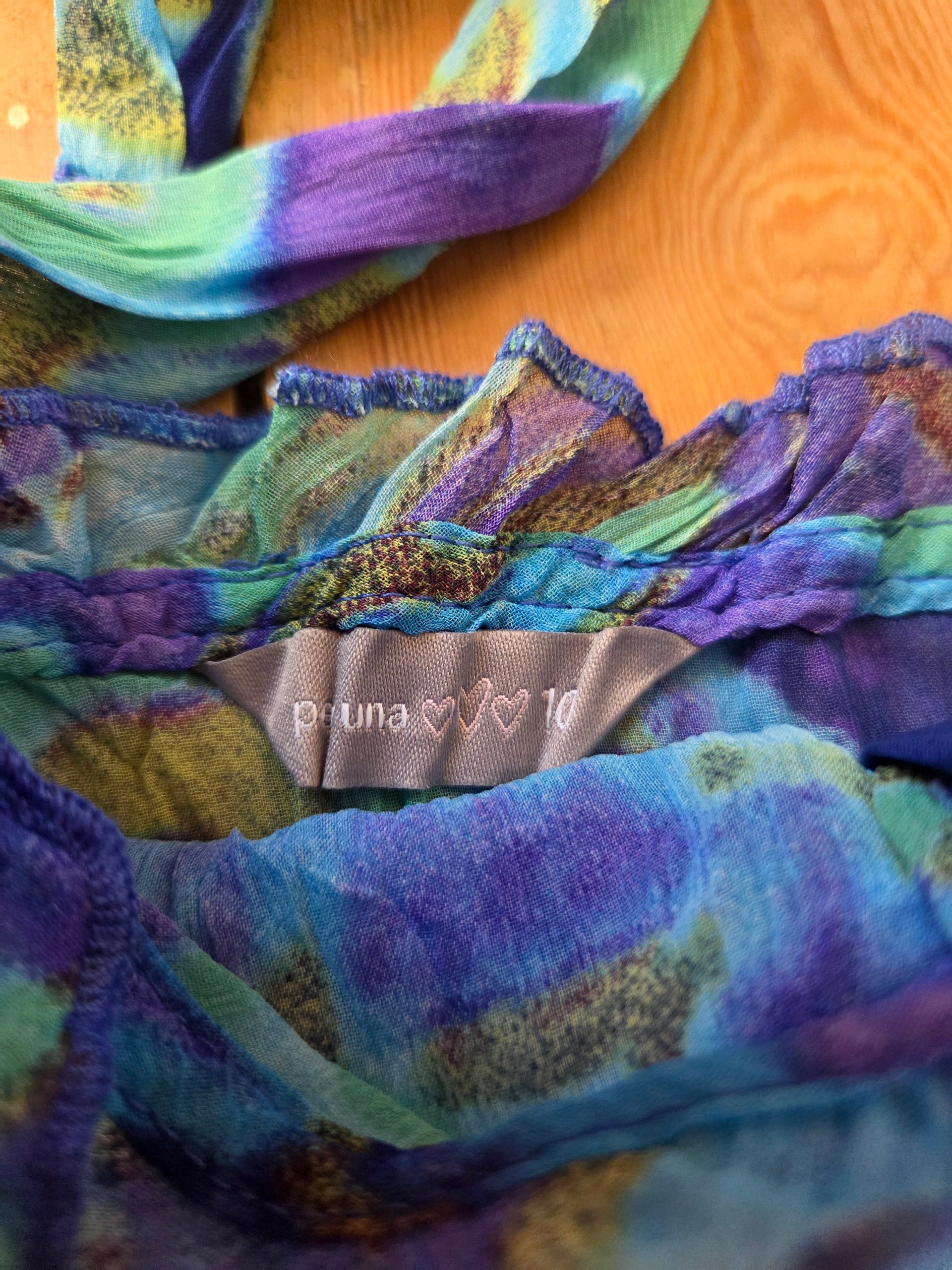 Vintage Y2K Per Una Blue Purple Paisley Ruffle Button Front Cami Top UK 10 image 3