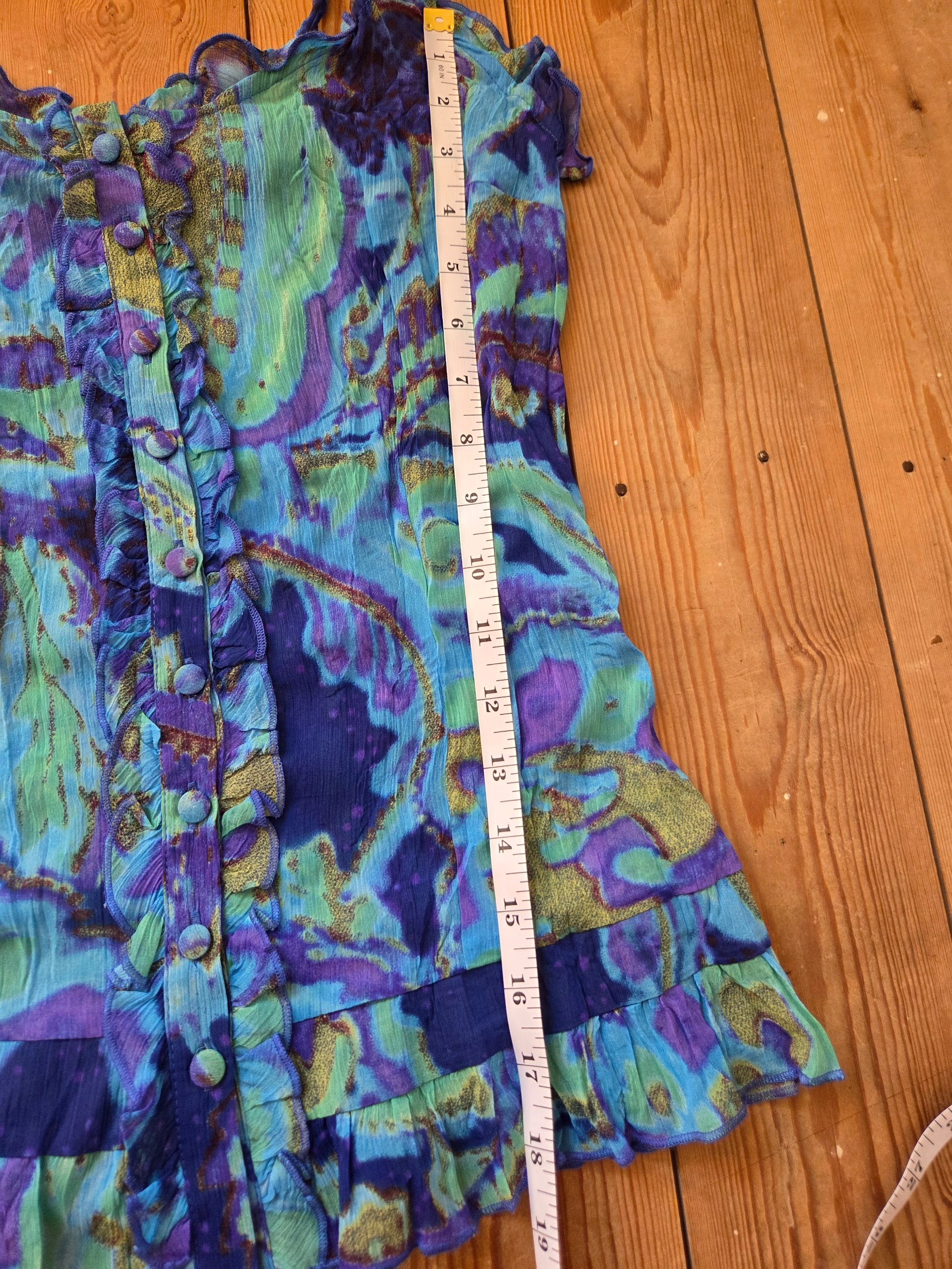 Vintage Y2K Per Una Blue Purple Paisley Ruffle Button Front Cami Top UK 10 image 4