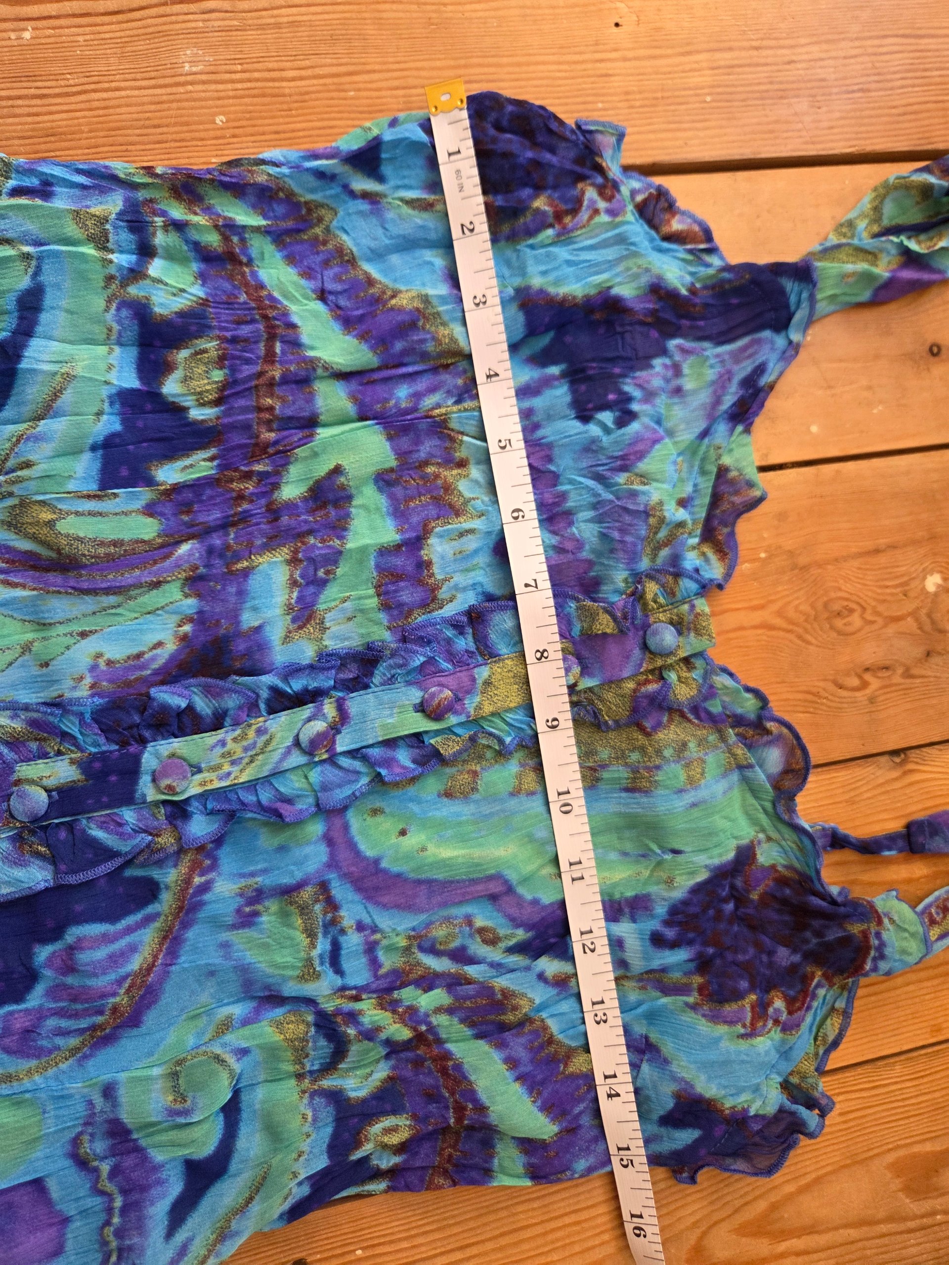 Vintage Y2K Per Una Blue Purple Paisley Ruffle Button Front Cami Top UK 10 image 5