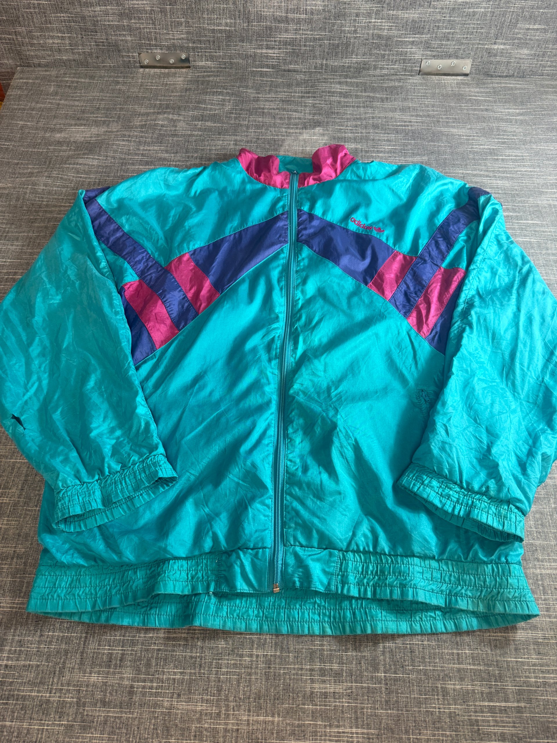 Vintage Adidas Unisex Turquoise Blue Purple Pink Track Jacket Medium/Large
