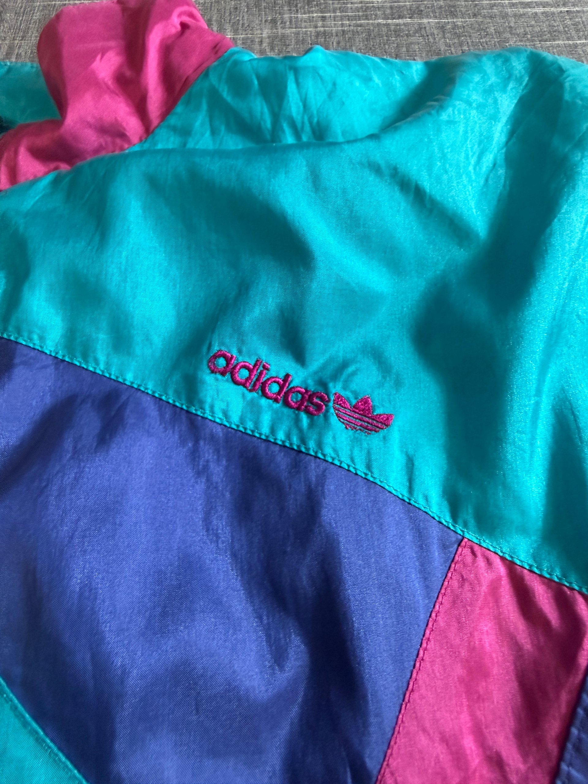 Vintage Adidas Unisex Turquoise Blue Purple Pink Track Jacket Medium/Large image 3