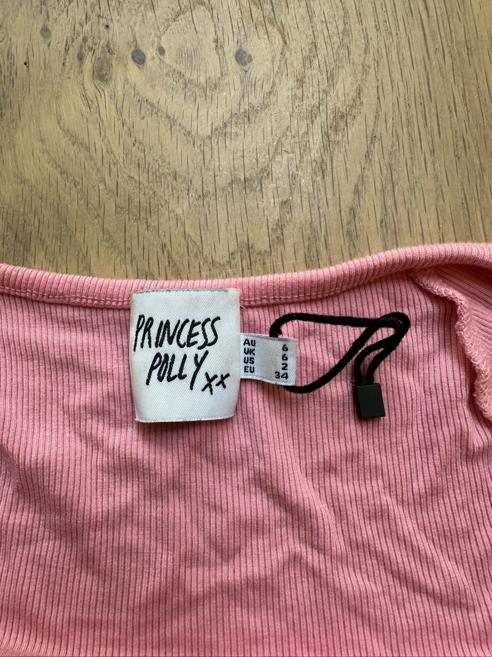 Princess Polly Pink Ribbed Cotton Elastane Crop Top UK 6 image 3