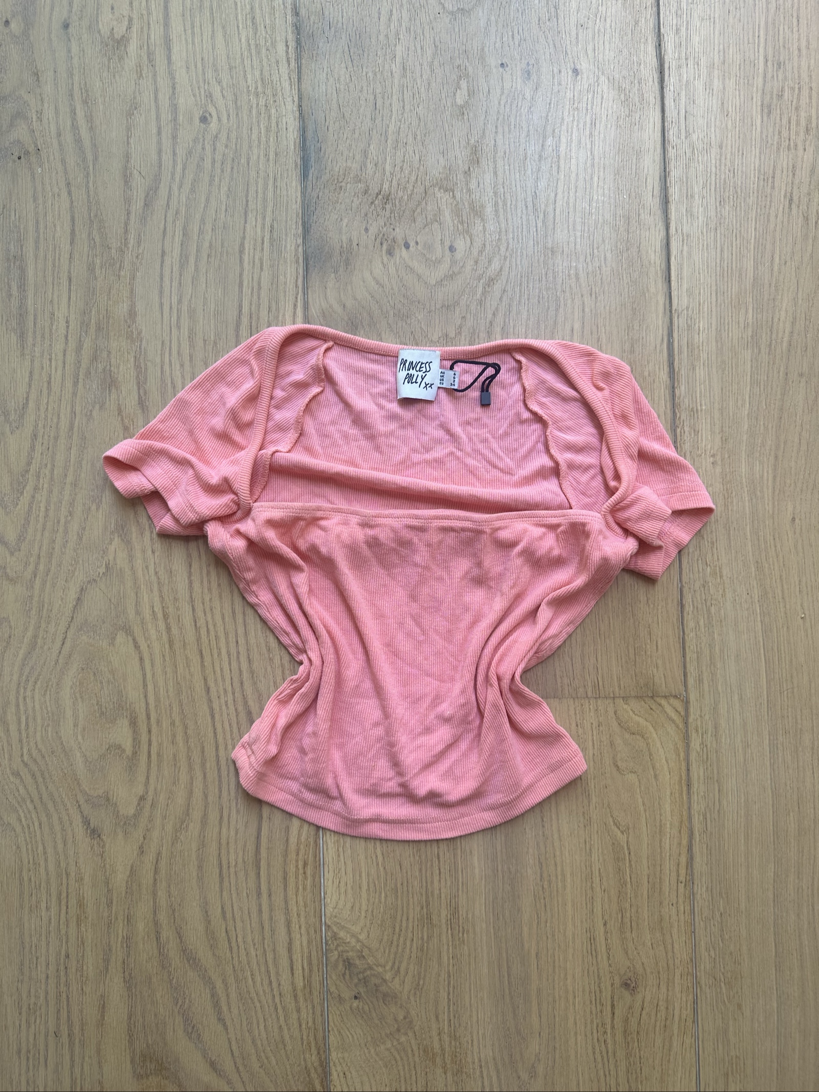 Princess Polly Pink Ribbed Cotton Elastane Crop Top UK 6 image 4