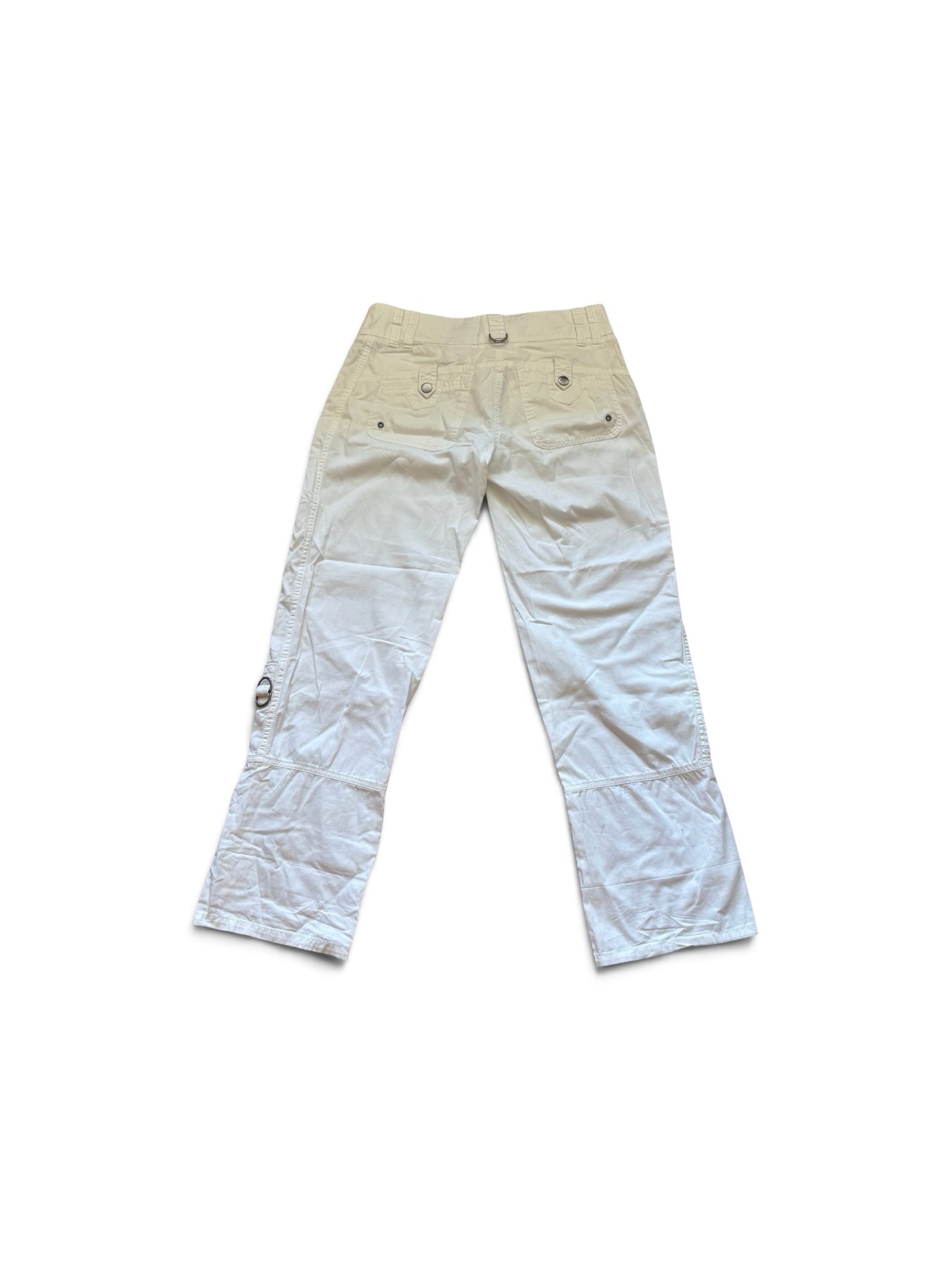 White Utility Cargo Trousers Large Cotton Blend image 2