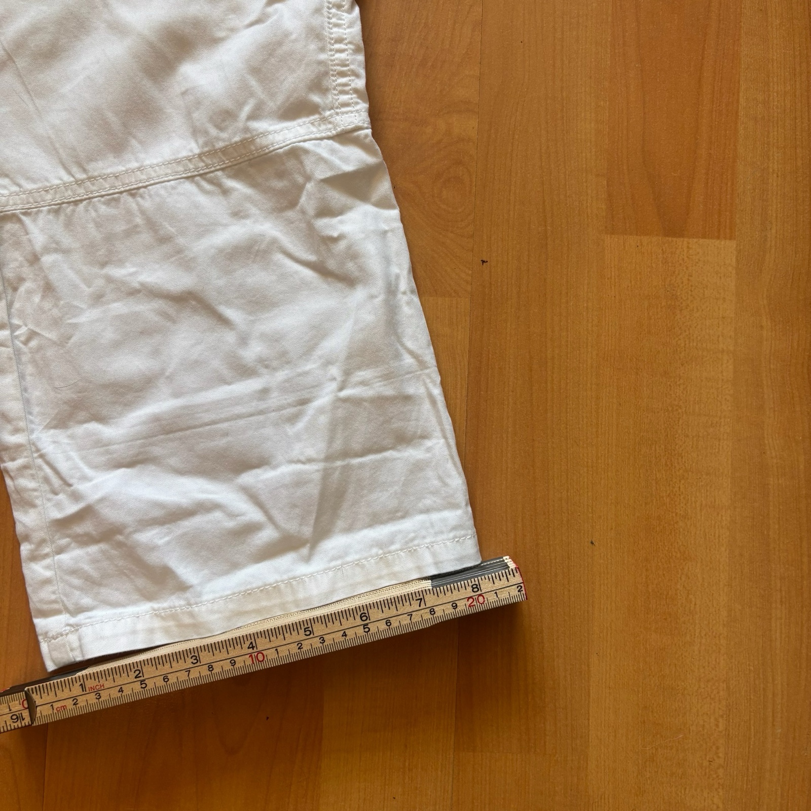 White Utility Cargo Trousers Large Cotton Blend image 5