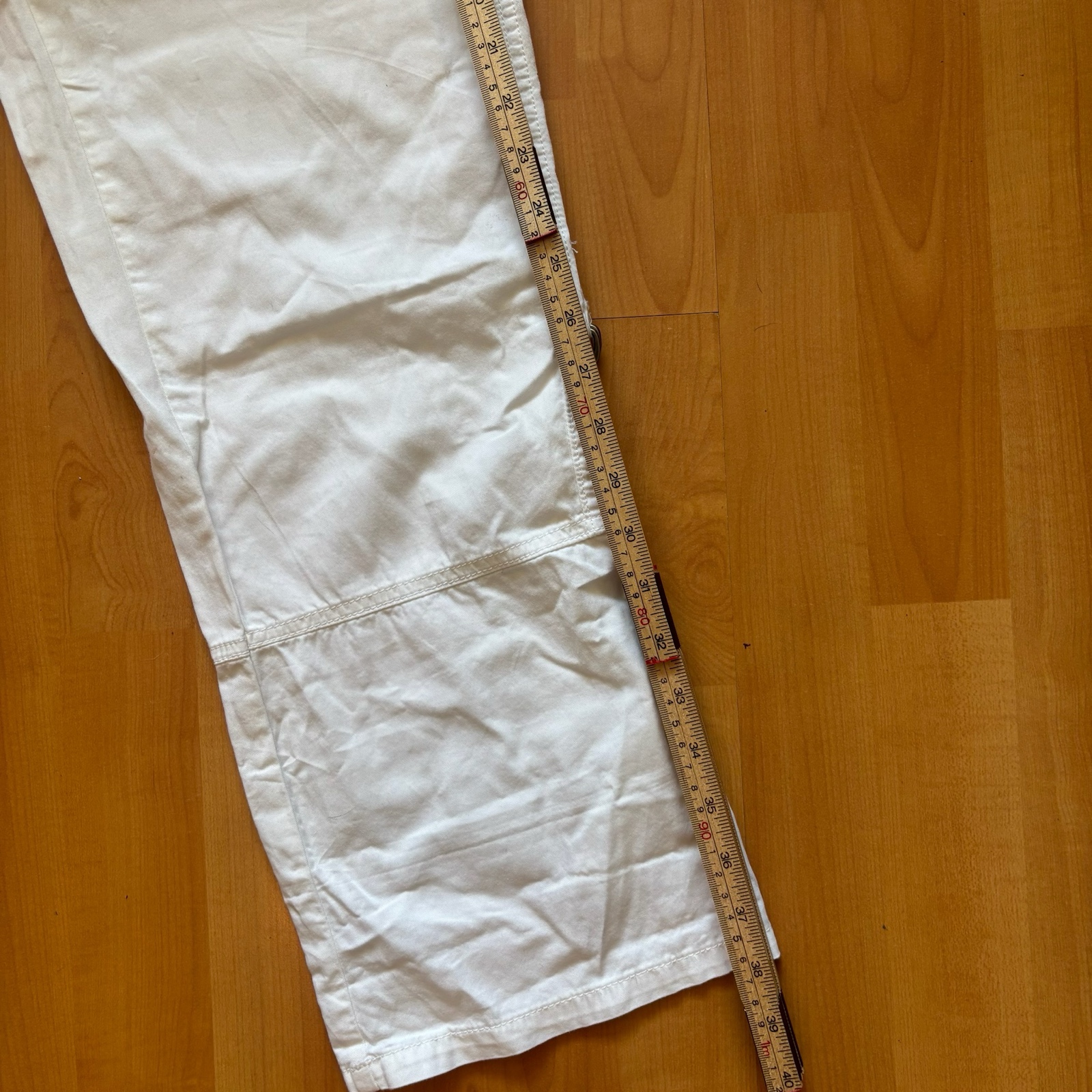 White Utility Cargo Trousers Large Cotton Blend image 6