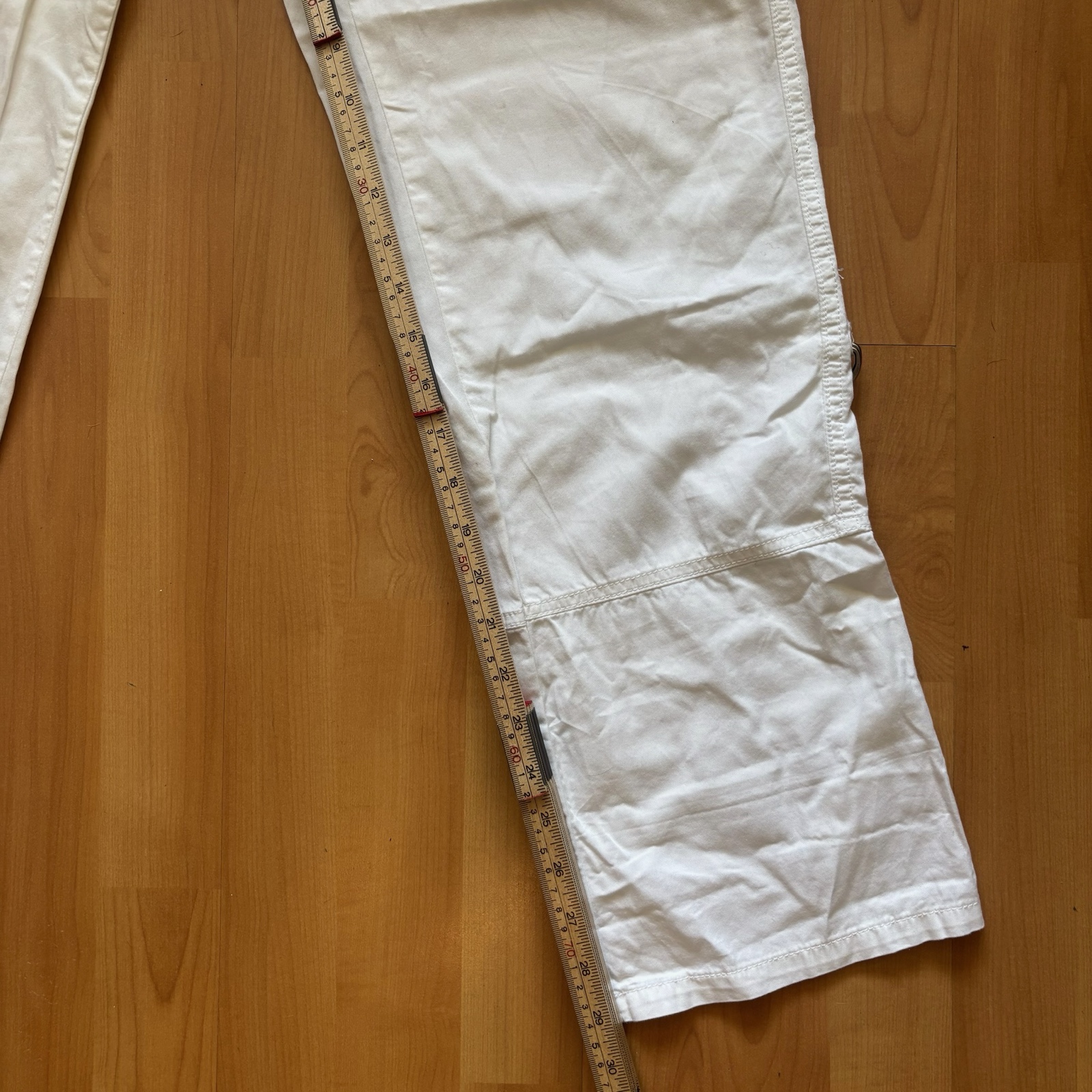 White Utility Cargo Trousers Large Cotton Blend image 7