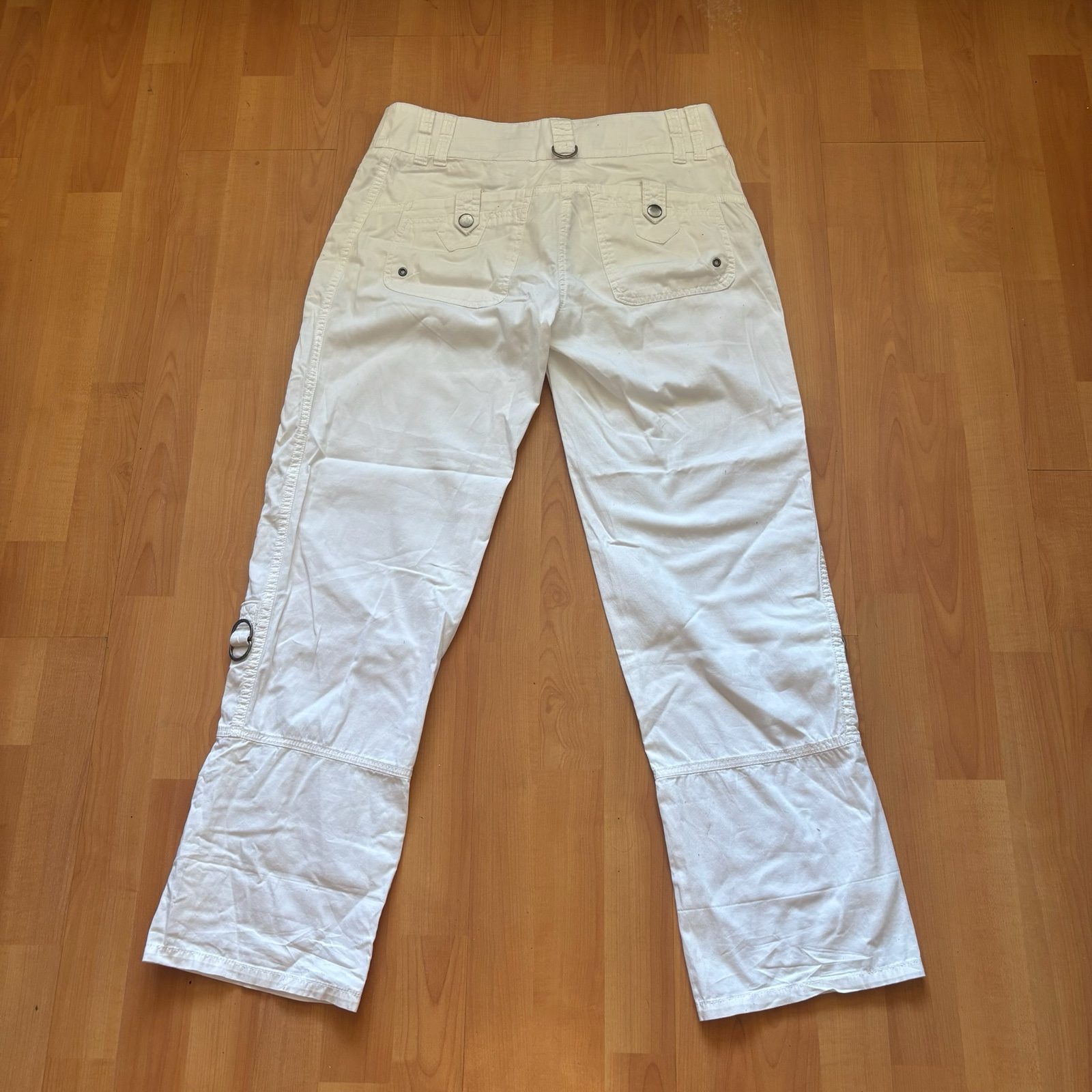Unbranded Women's White Cargo Trousers Size 14 Wide Leg Cotton image 4