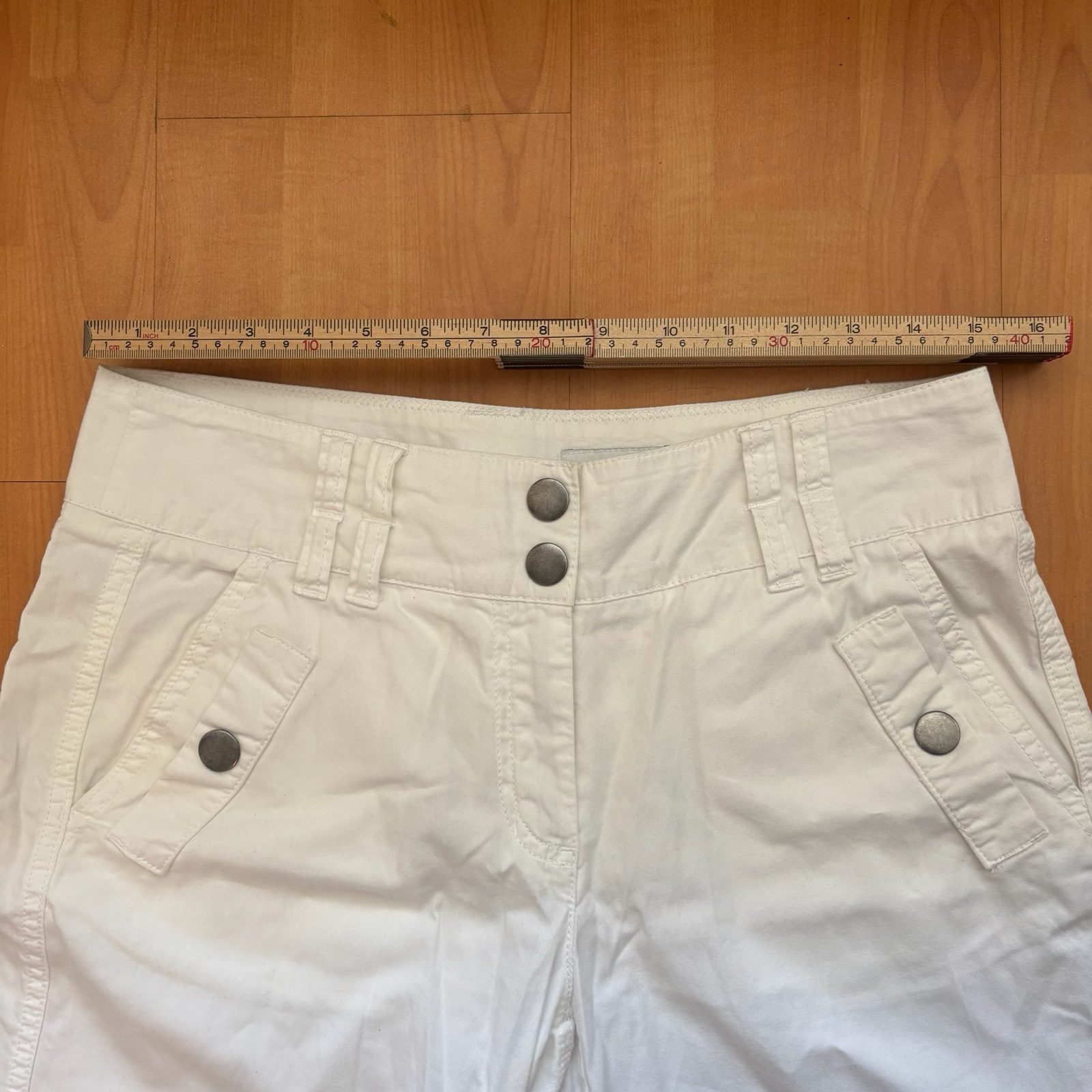 Unbranded Women's White Cargo Trousers Size 14 Wide Leg Cotton image 8
