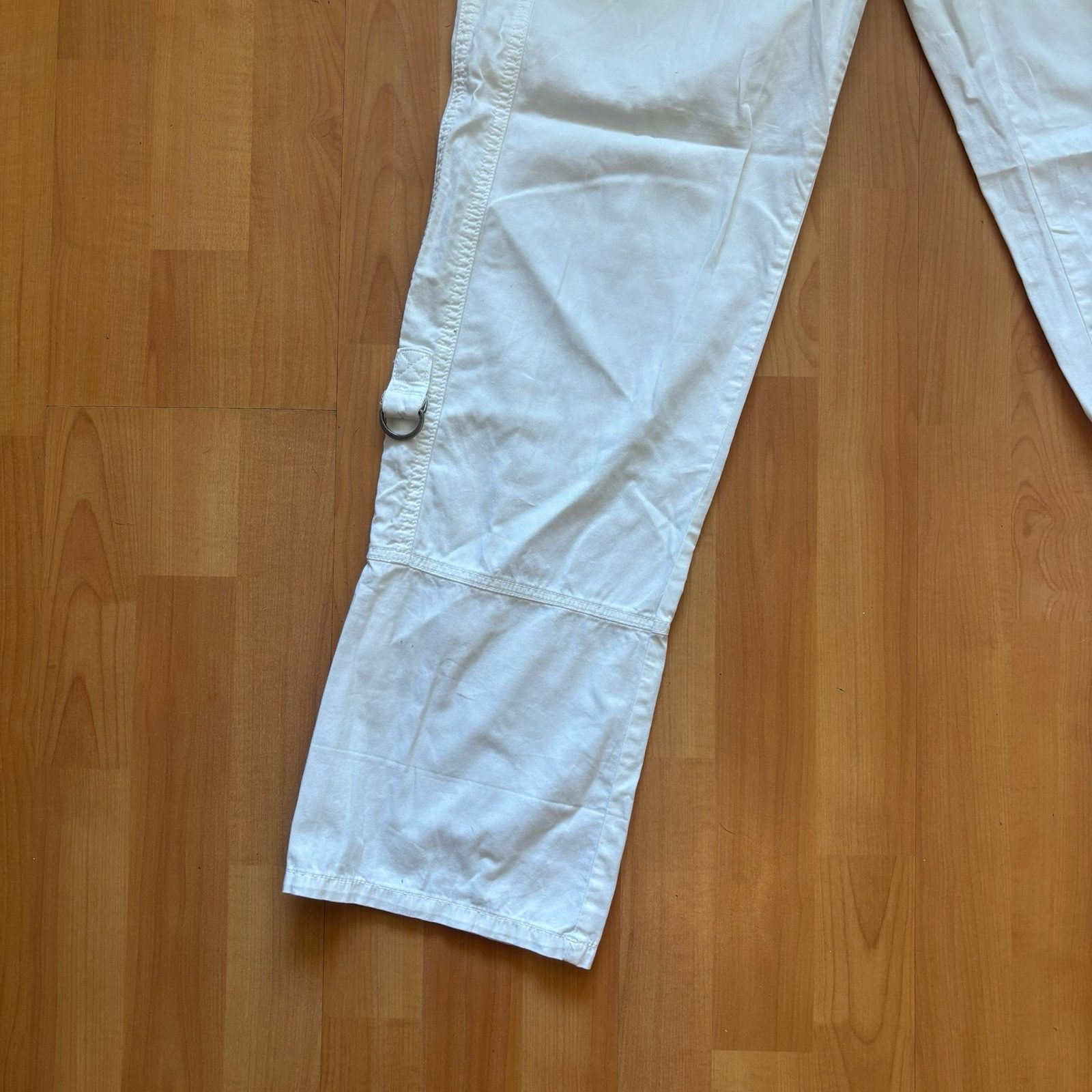 Unbranded Women's White Cargo Trousers Size 14 Wide Leg Cotton image 10