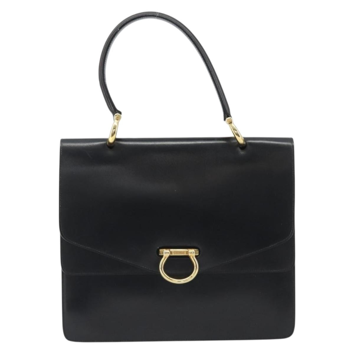 CELINE Hand Bag Leather Black Gold Auth mr2665V image 2