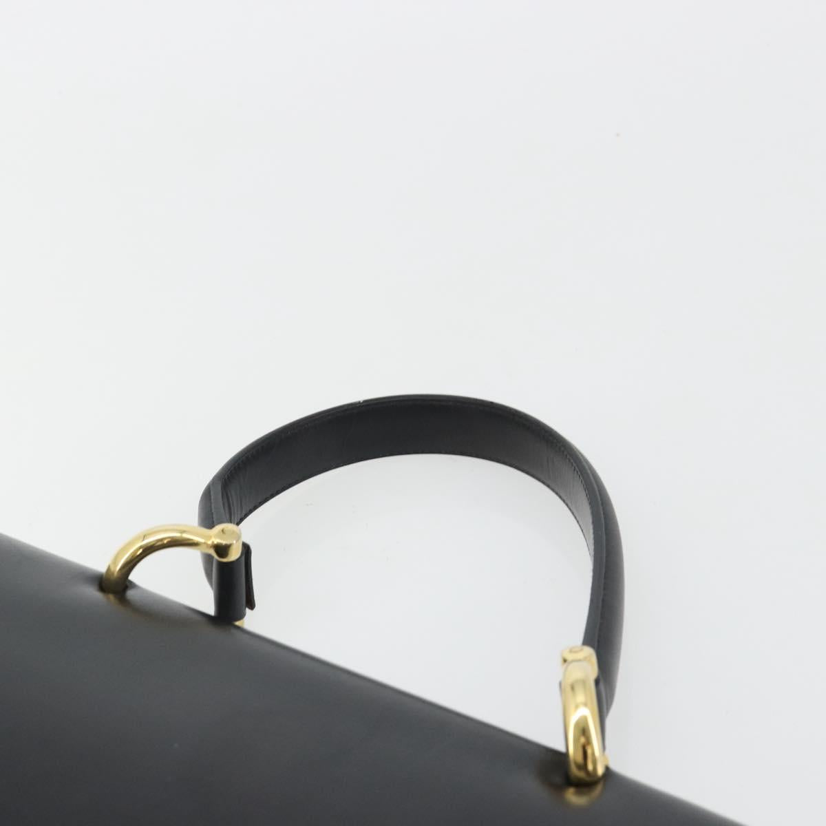 CELINE Hand Bag Leather Black Gold Auth mr2665V image 8
