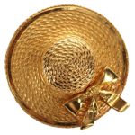 CHANEL Brooch metal Gold CC Auth 190426M