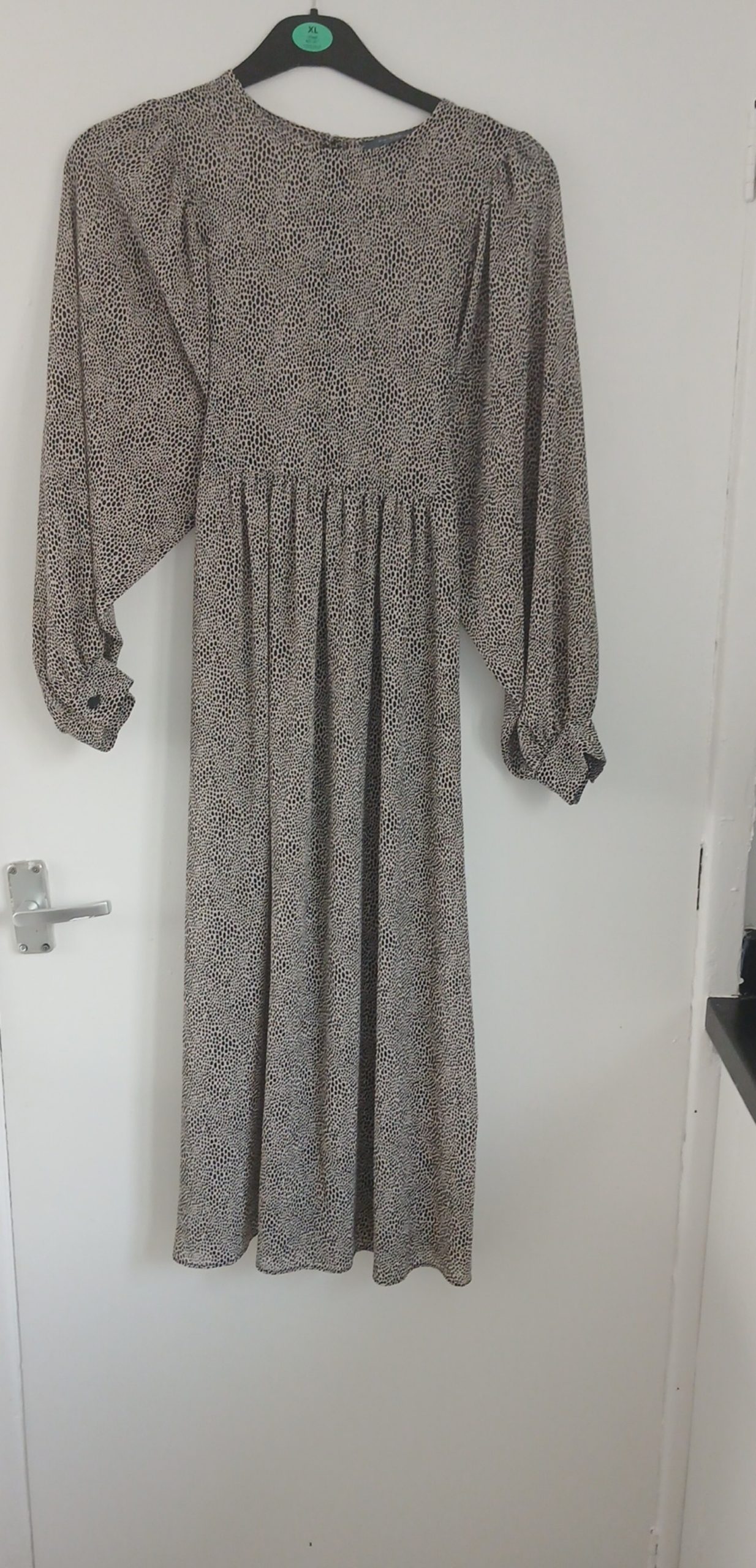Primark Women's Beige Black Printed Dress UK 6 image 2