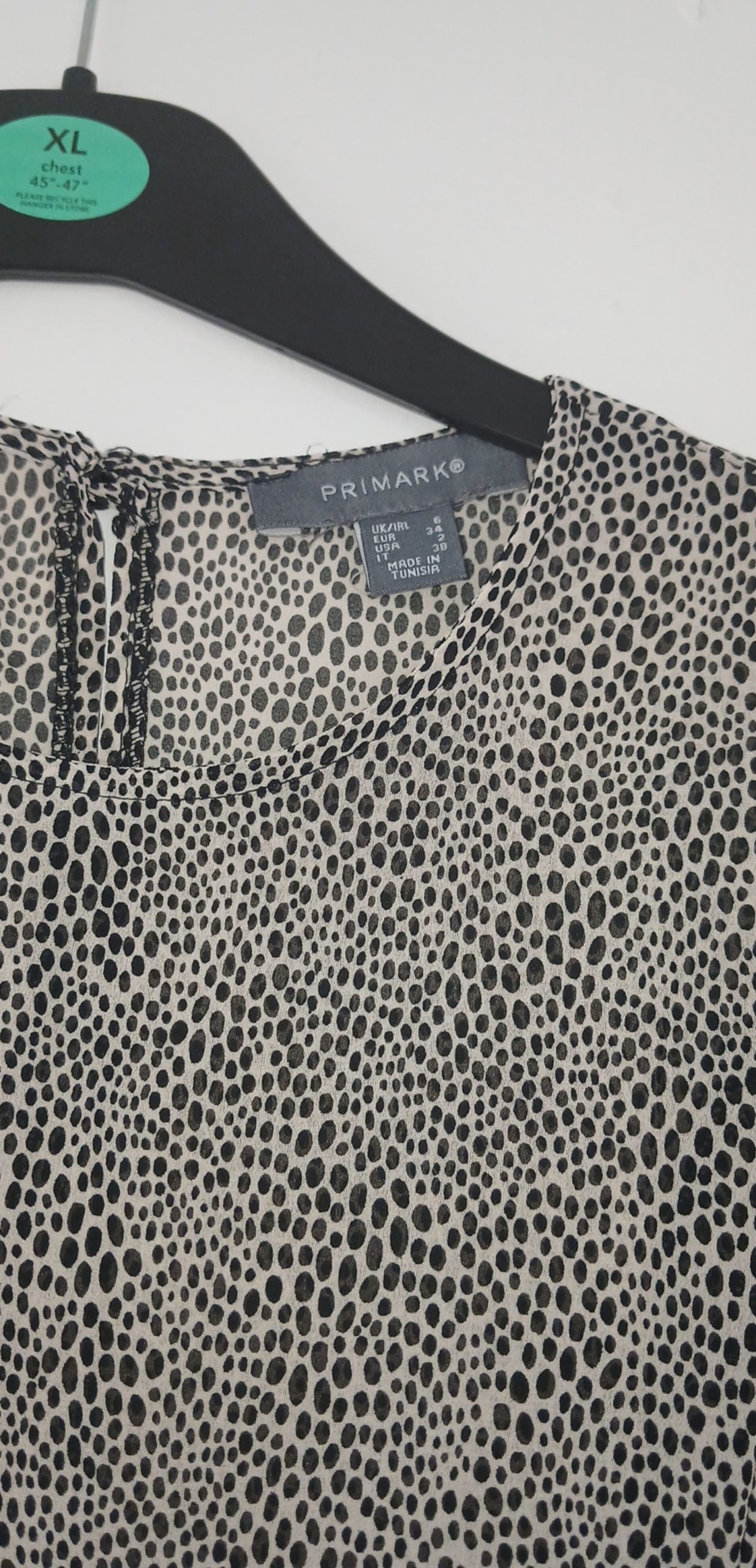 Primark Women's Beige Black Printed Dress UK 6 image 4