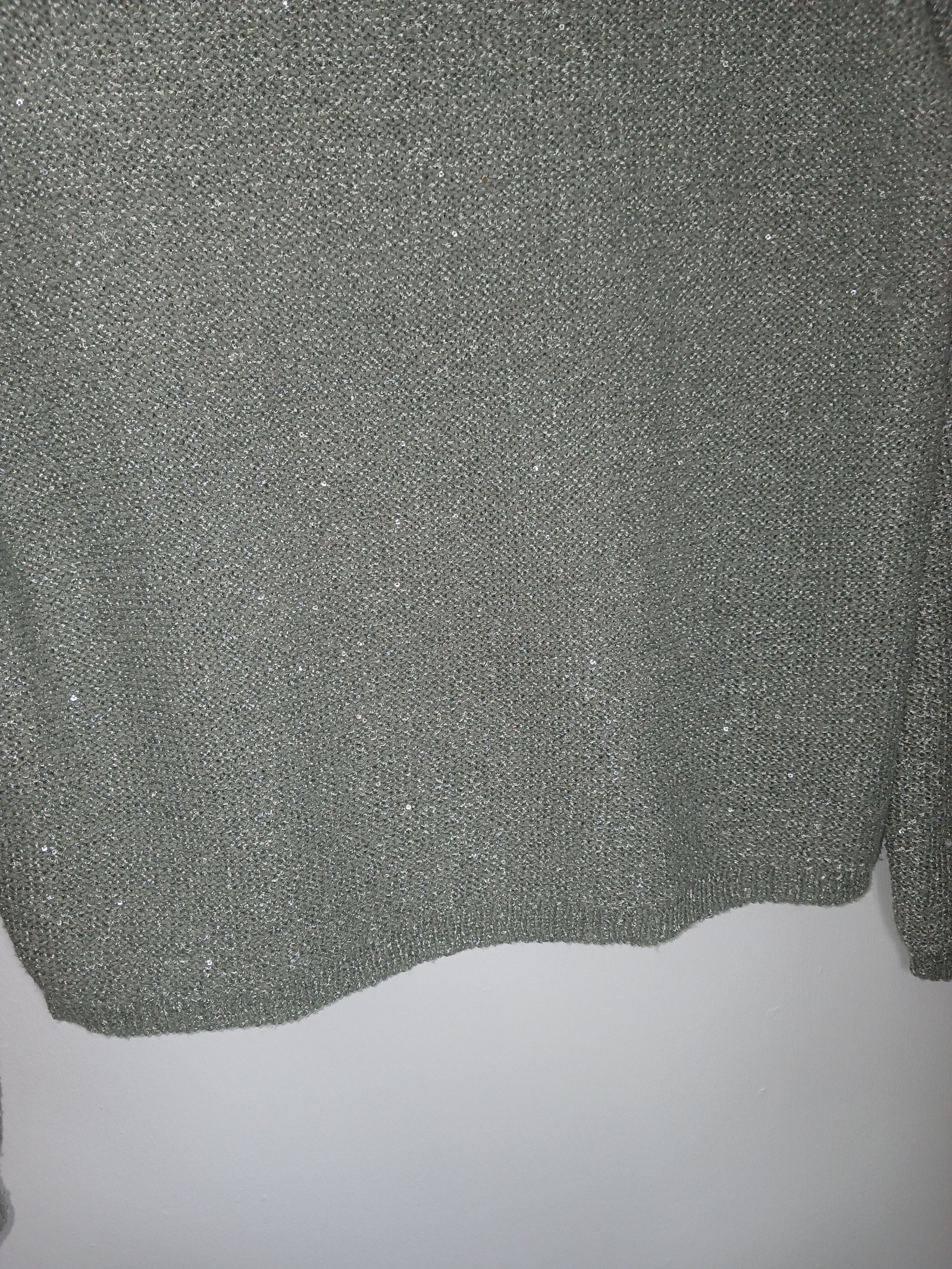 Papaya Women's Silver Lurex Knit Sweater Medium Sparkly image 4