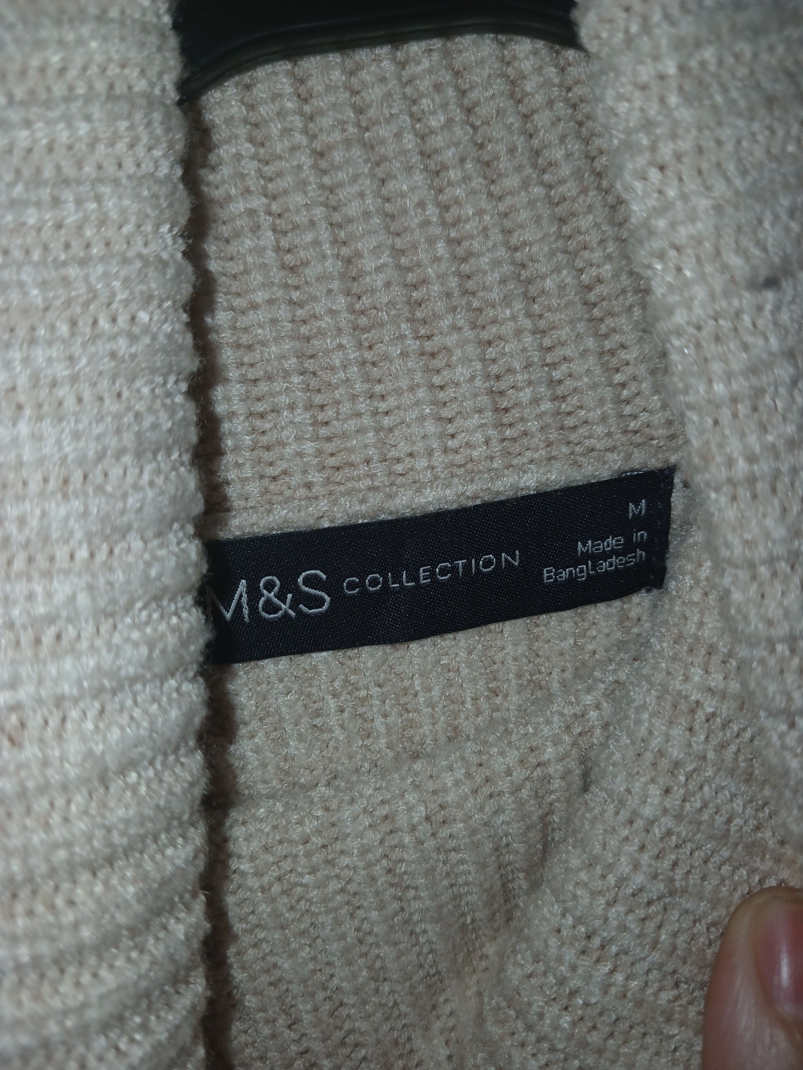 M&S Women's Oatmeal Ribbed Turtleneck Sweater Medium Wool Blend image 2