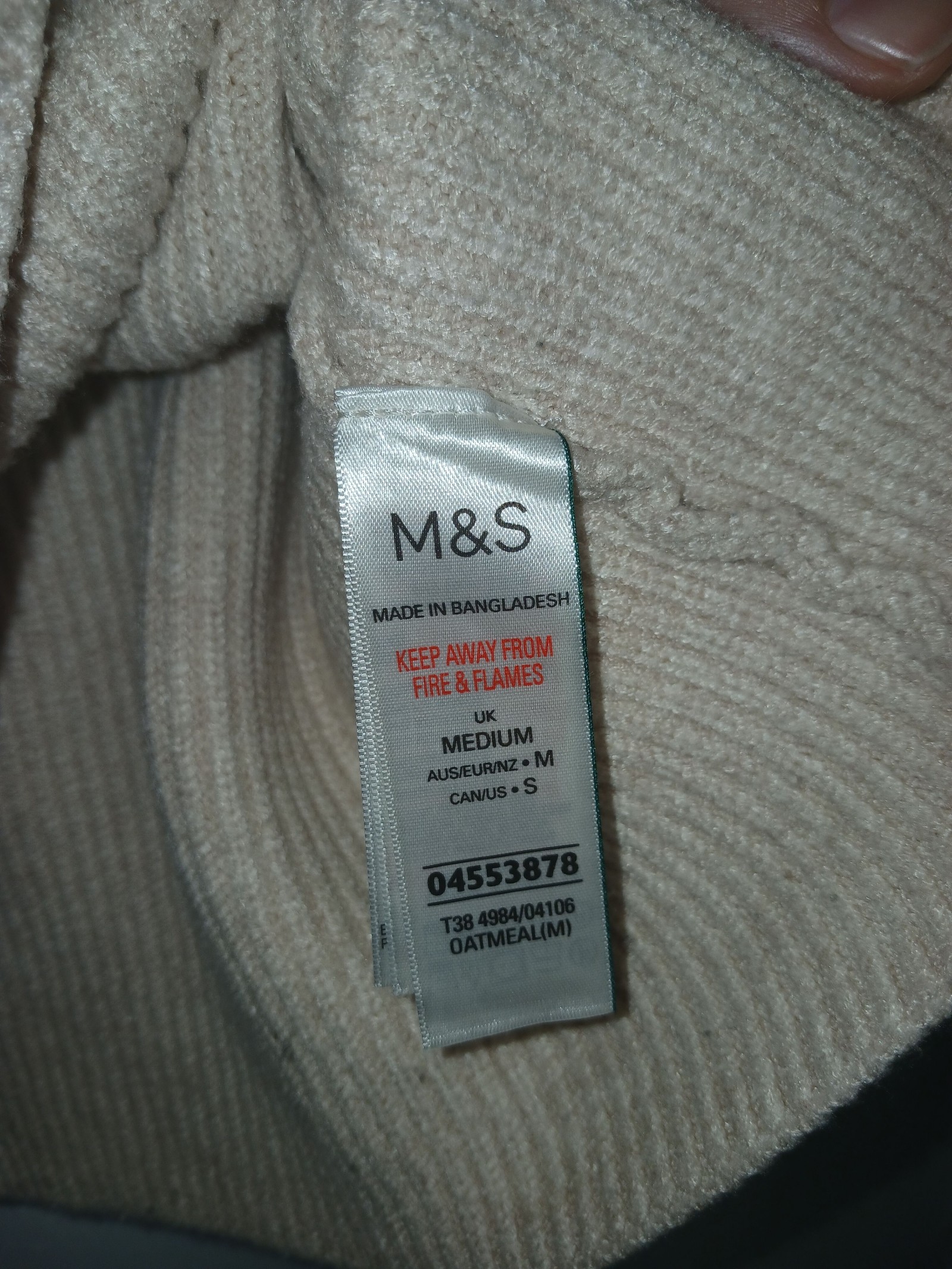 M&S Women's Oatmeal Ribbed Turtleneck Sweater Medium Wool Blend image 3